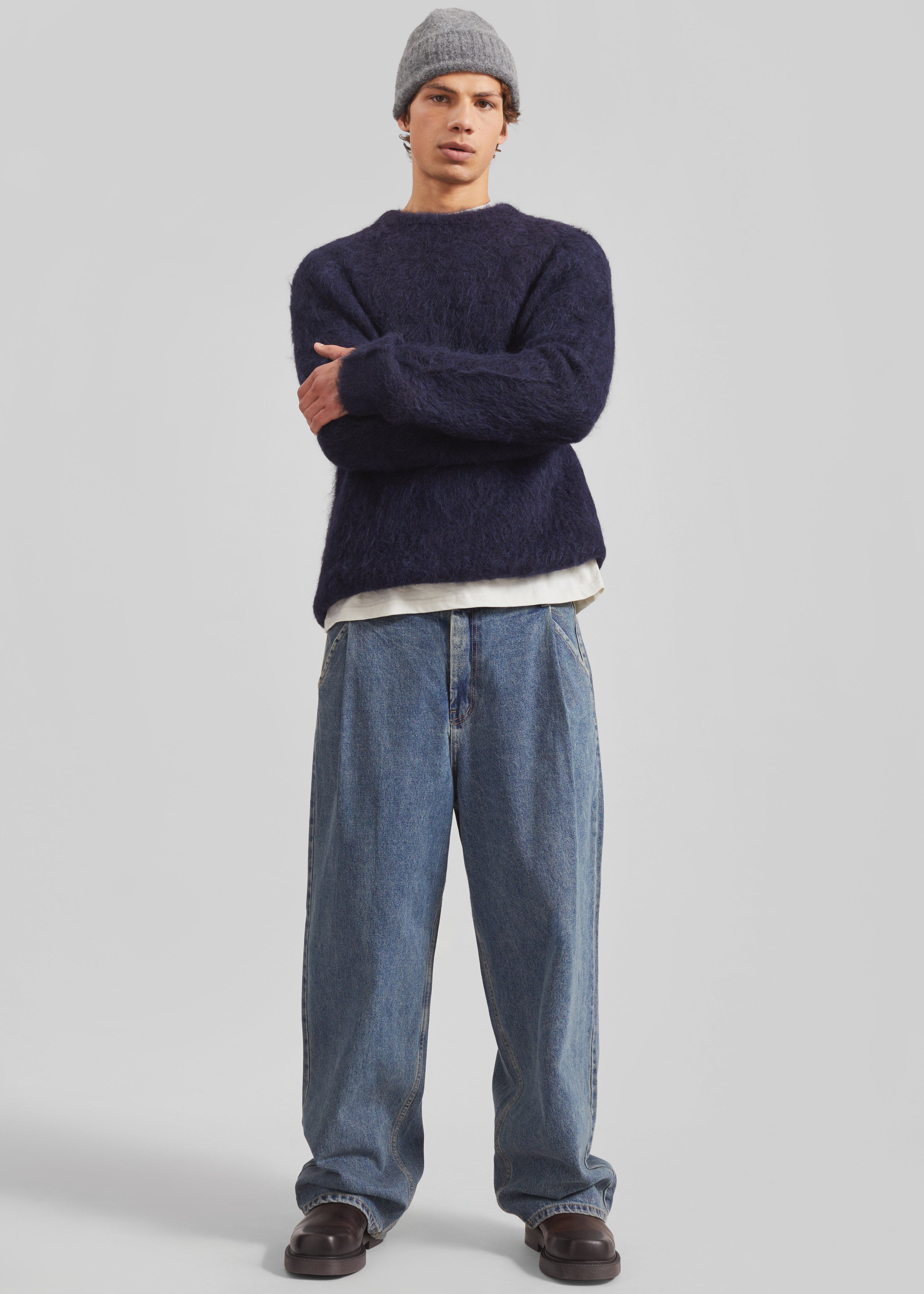 Willy Alpaca Knit Sweater - Navy - 7 - [gender-male]