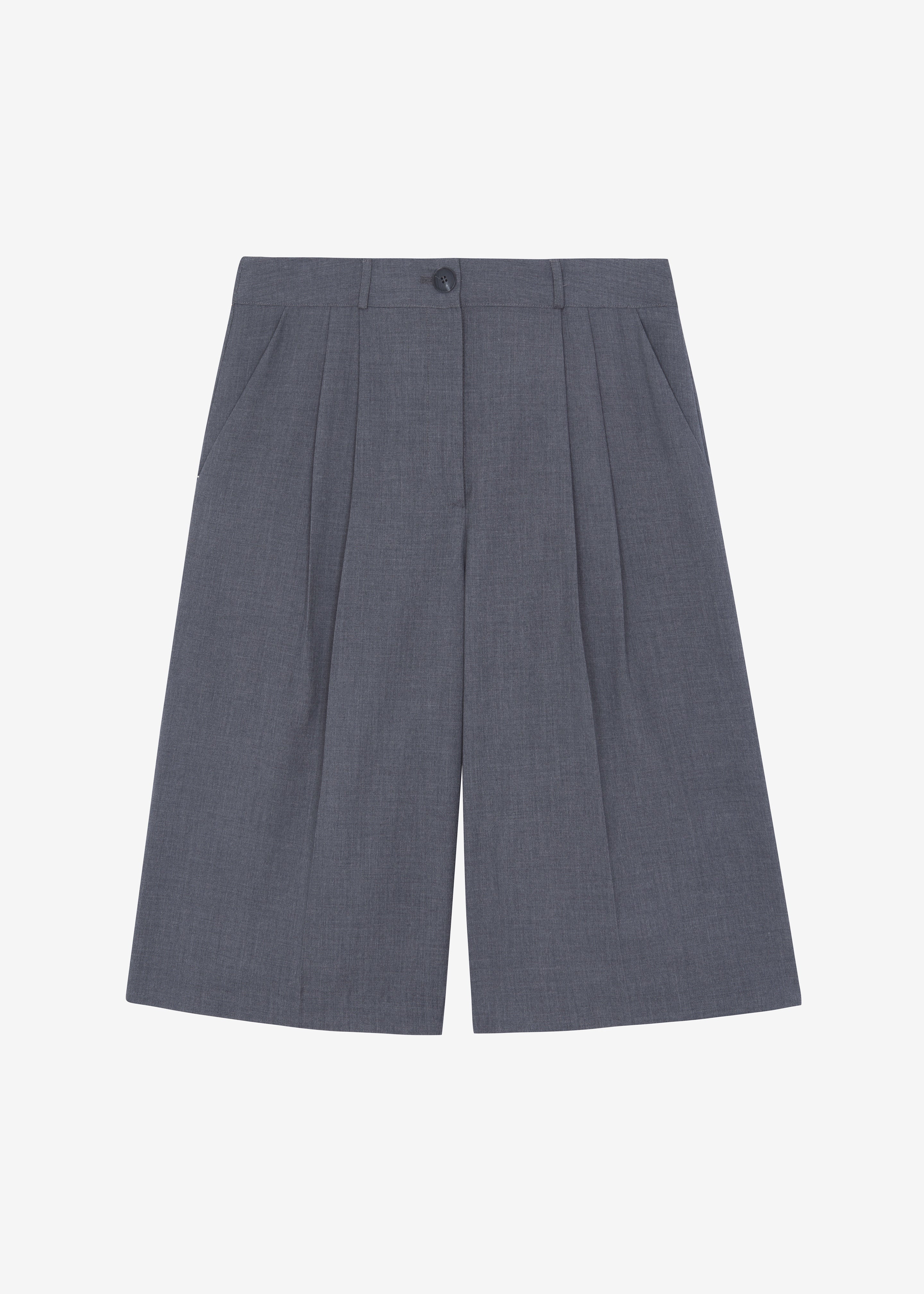 Wilma Pleated Bermuda Shorts - Grey - 10