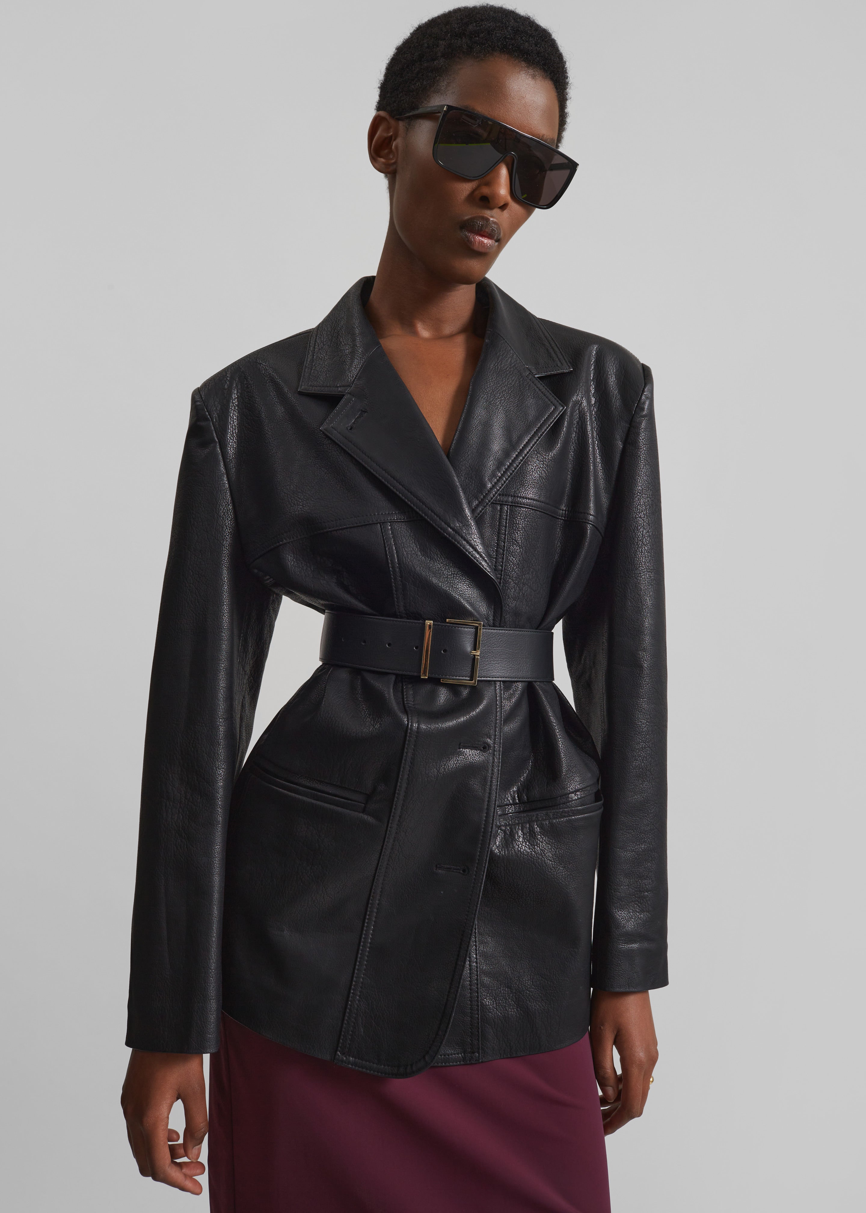 Unisex STATEMENT black store Leather Coat