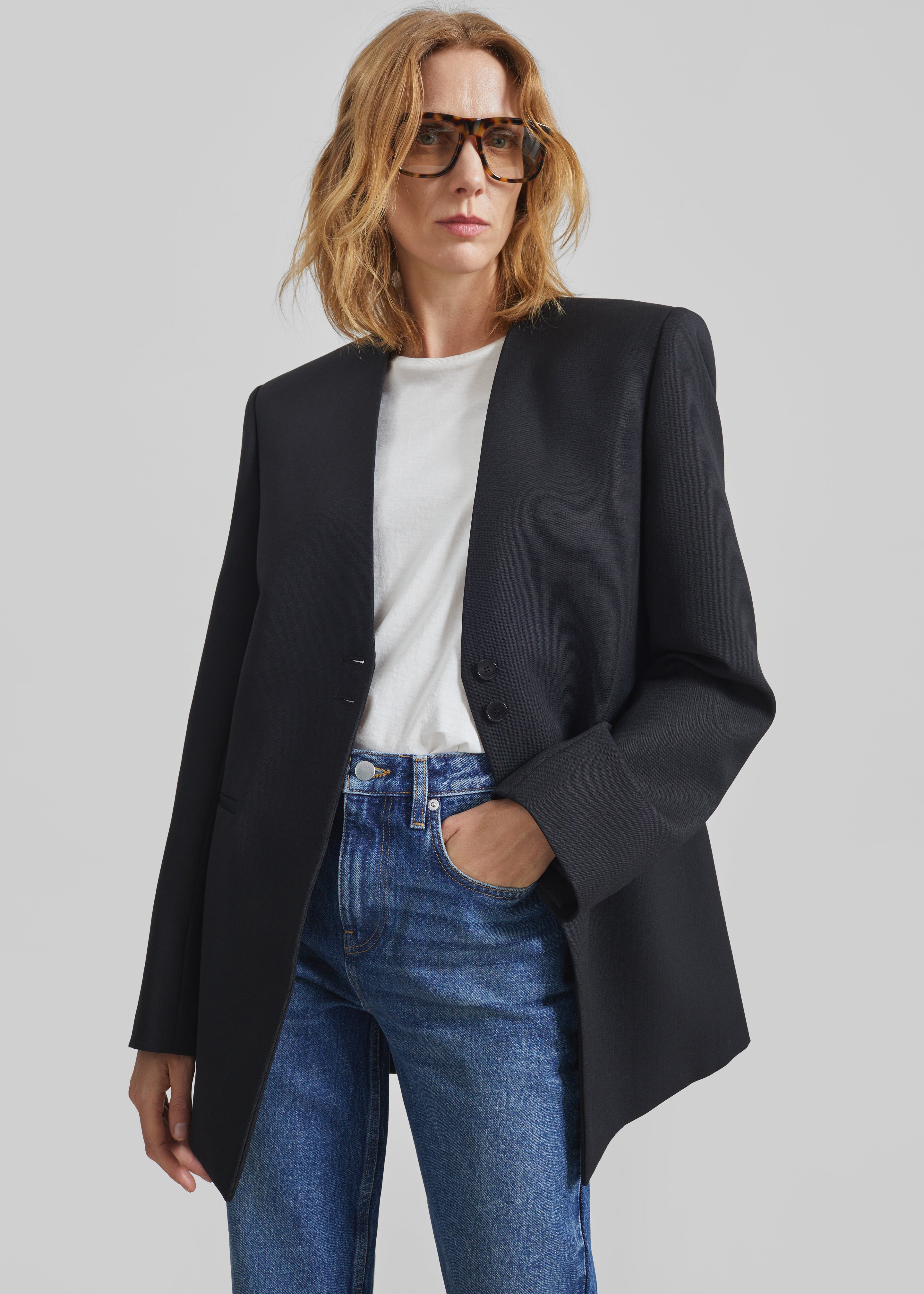 Winsen Collarless Blazer - Black – The Frankie Shop
