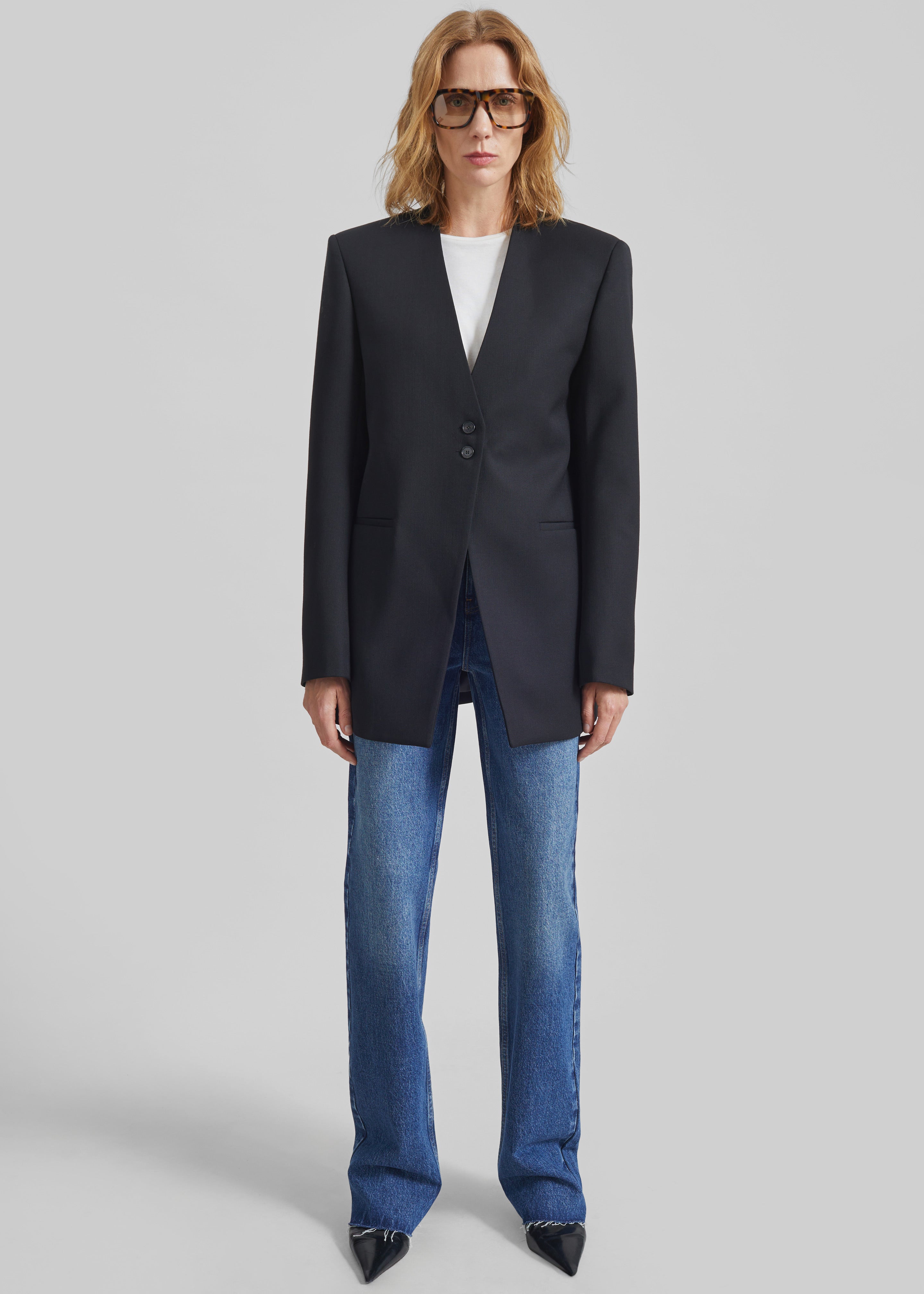 Winsen Collarless Blazer - Black – The Frankie Shop