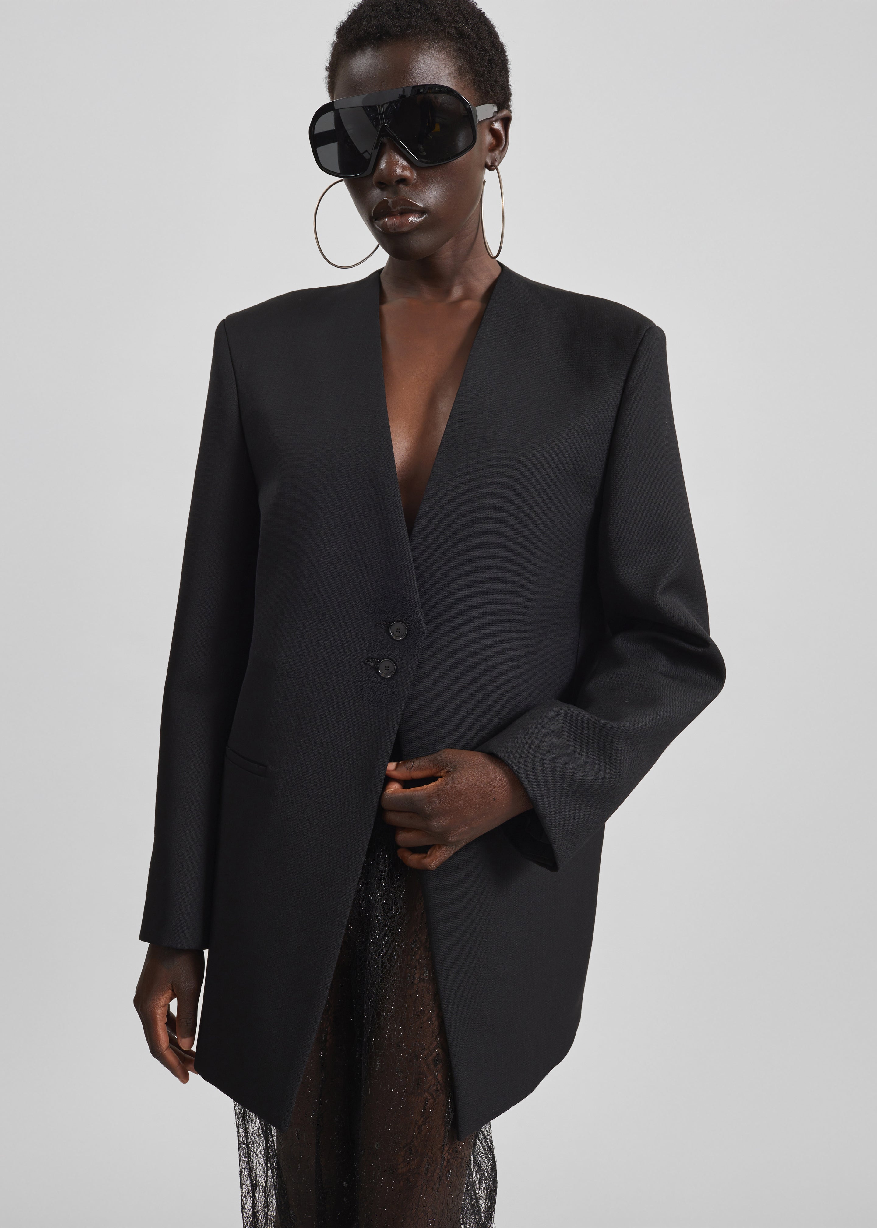 Winsen Collarless Blazer - Black – The Frankie Shop