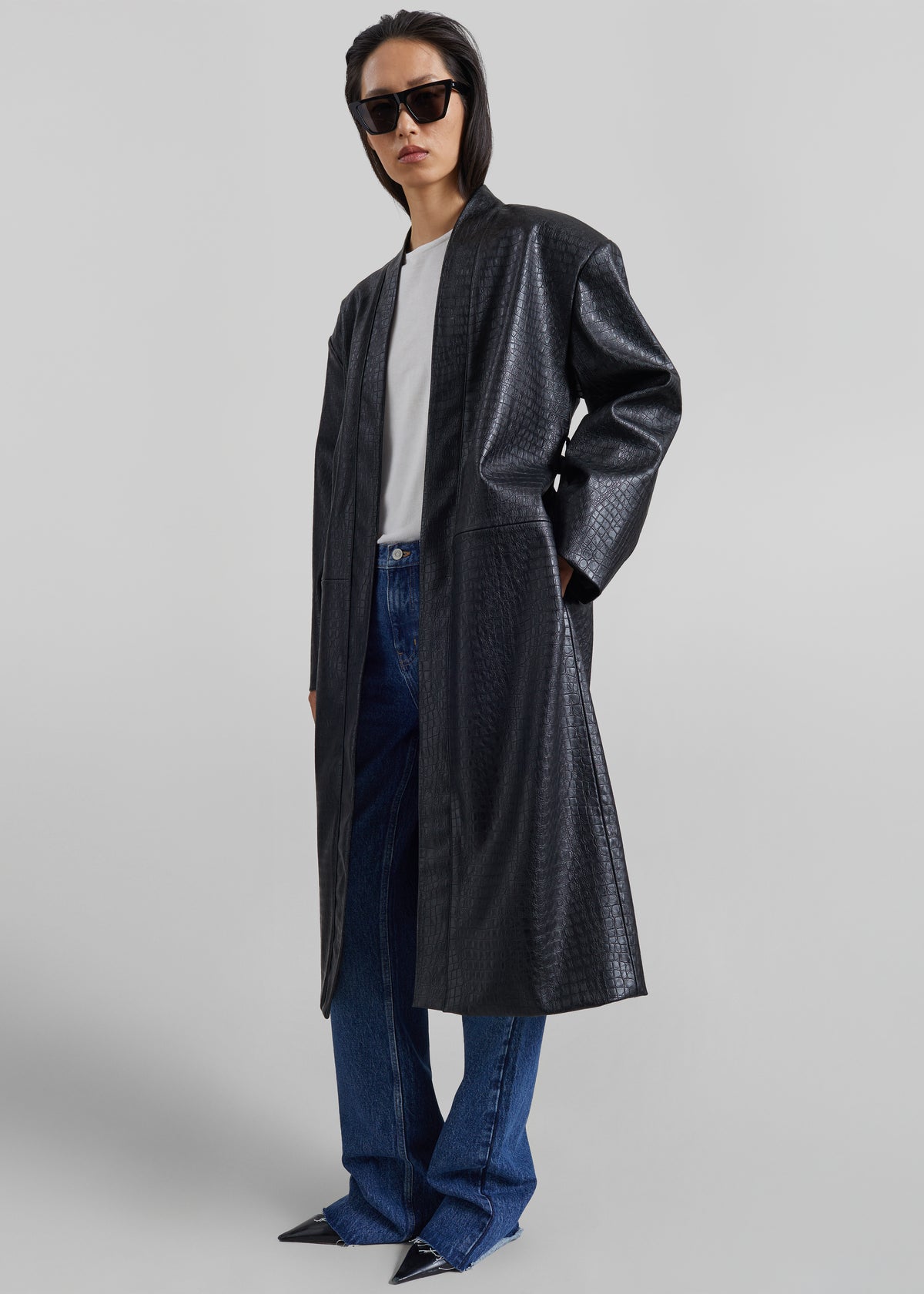 Shop the look image for Winsor Croc Embossed Padded Coat - Black