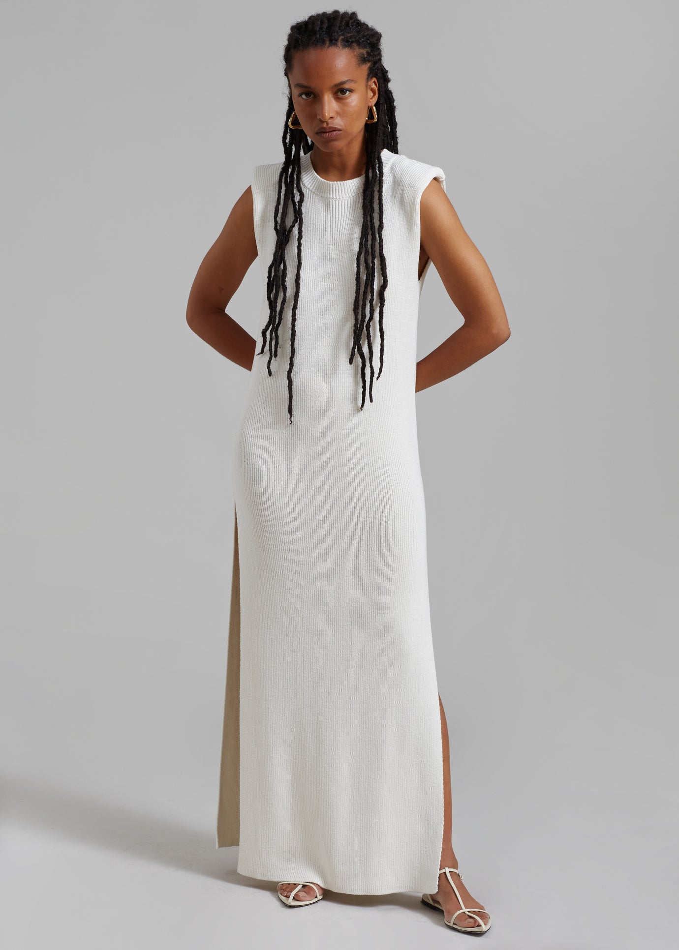 Wren Sleeveless Knit Dress - White - 1