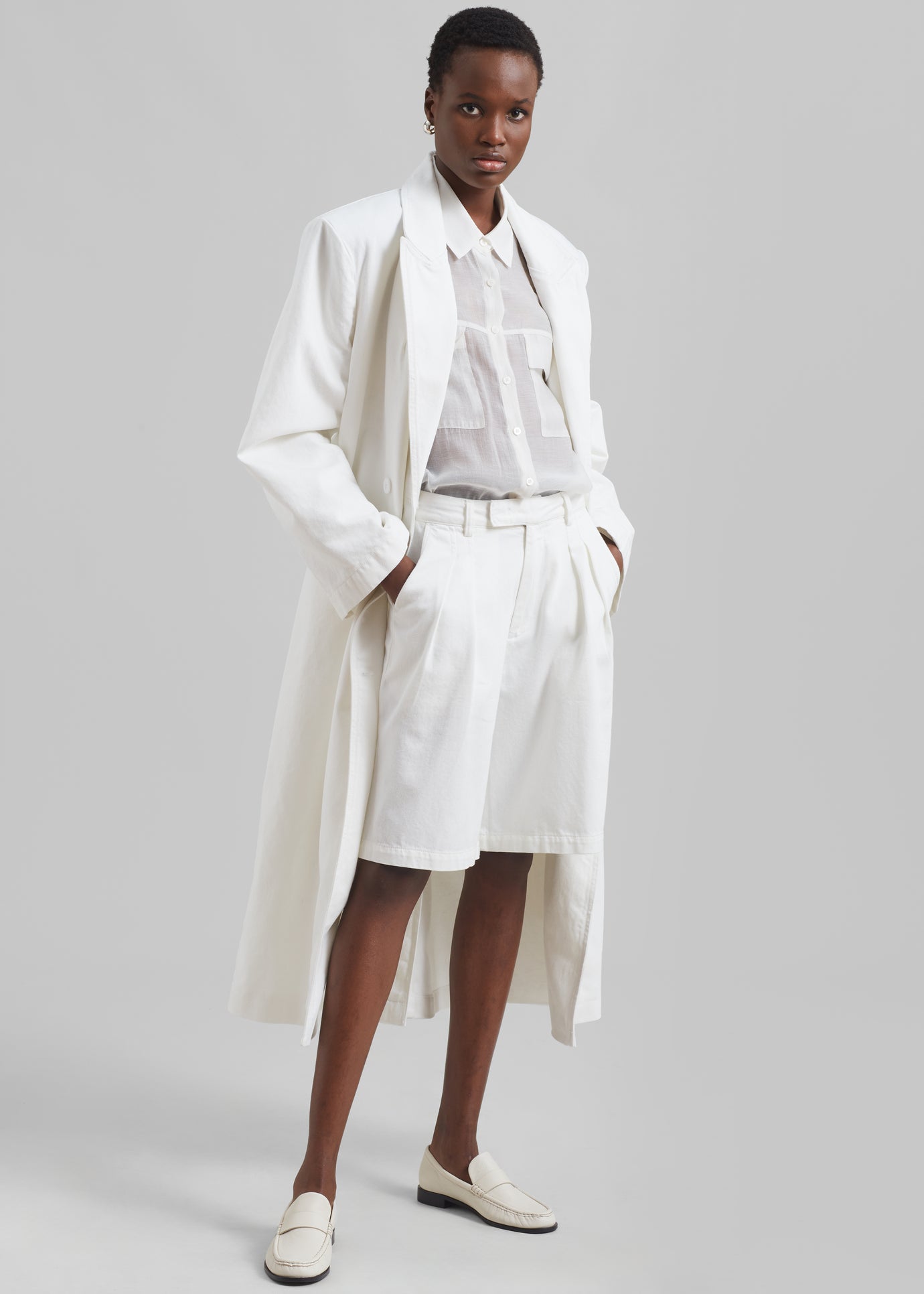 Xavier Bermuda Denim Shorts - White