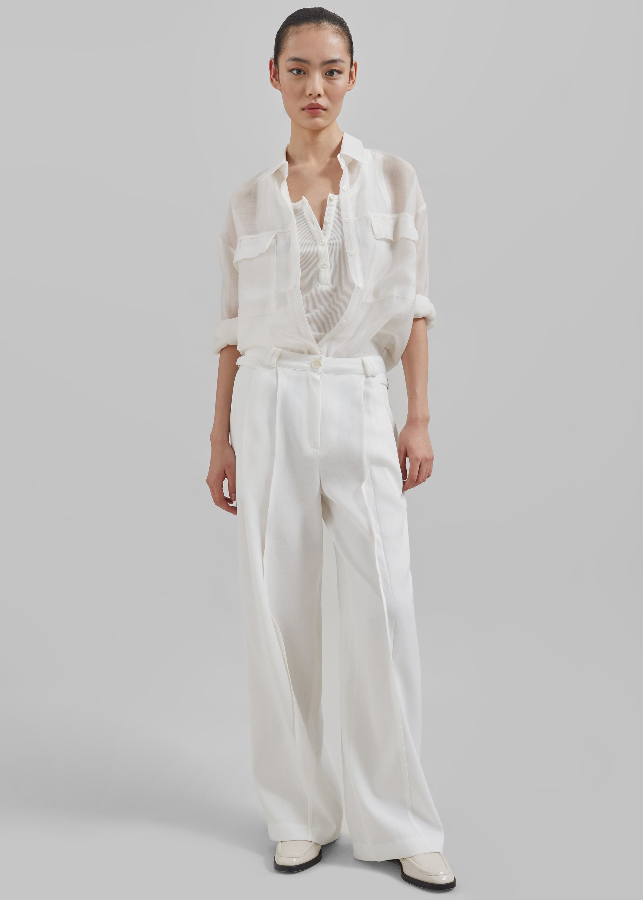 Shop the look image for Xia Side Belt Trousers - White