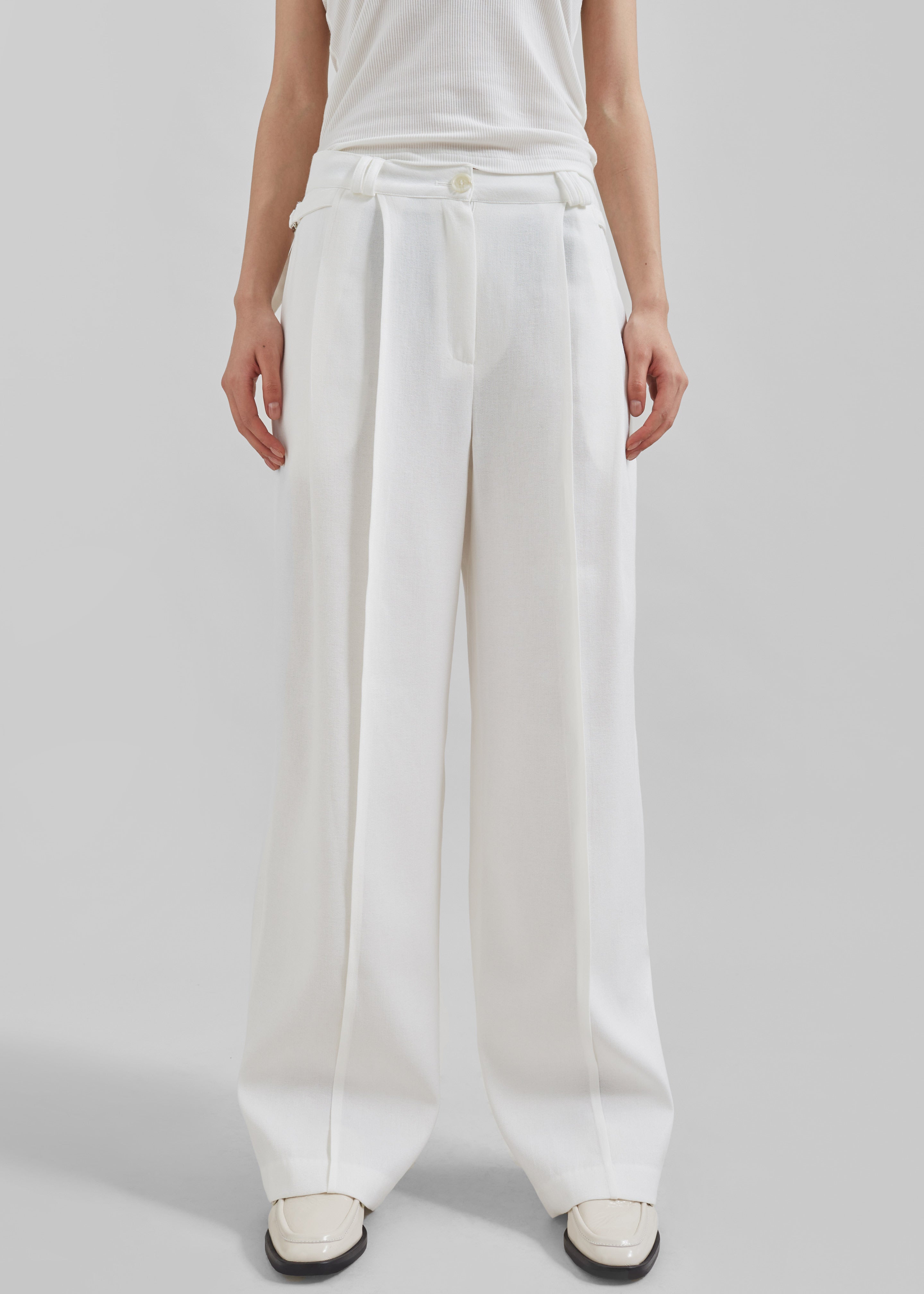 Xia Side Belt Trousers - White - 5