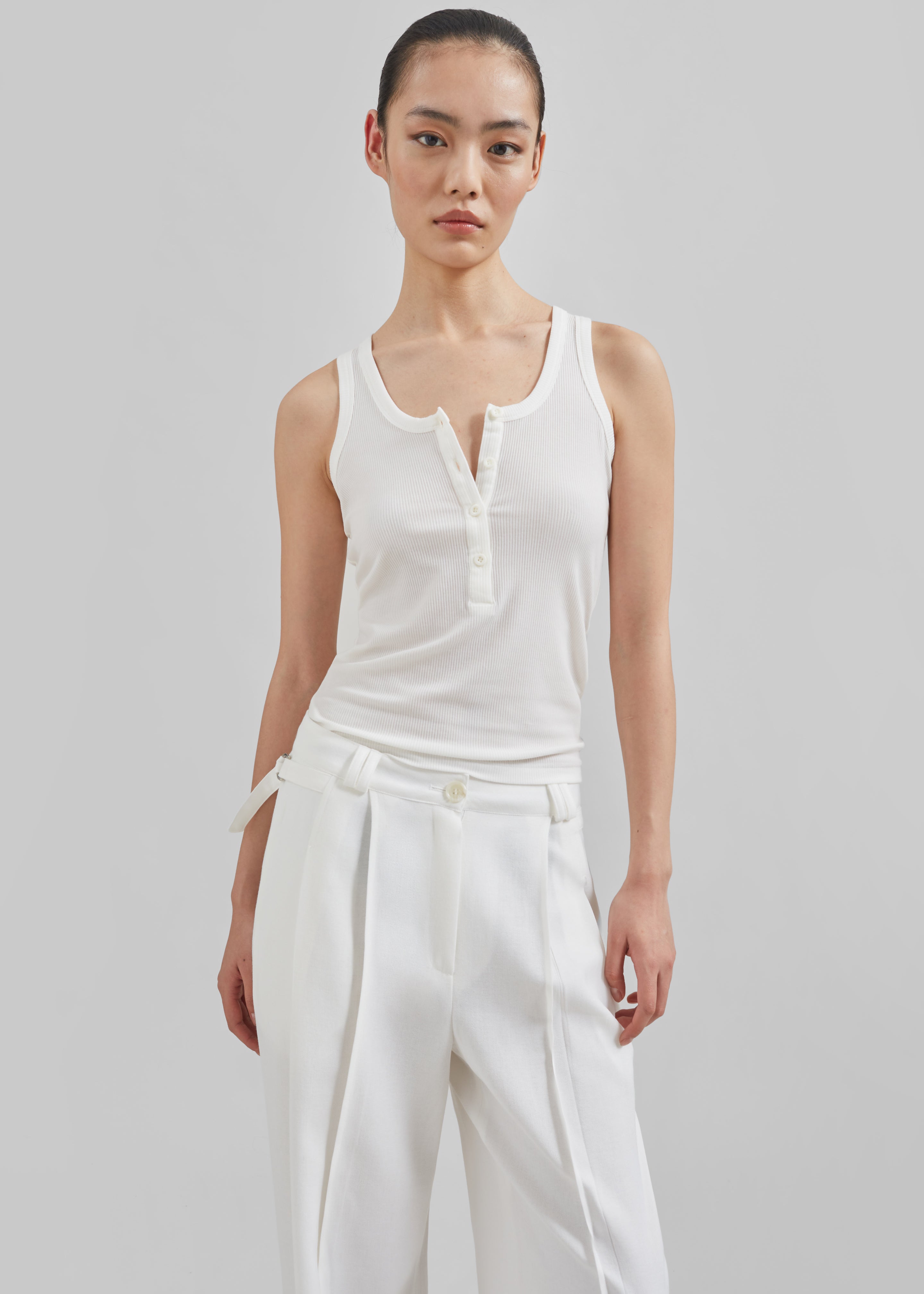 Xia Side Belt Trousers - White - 11