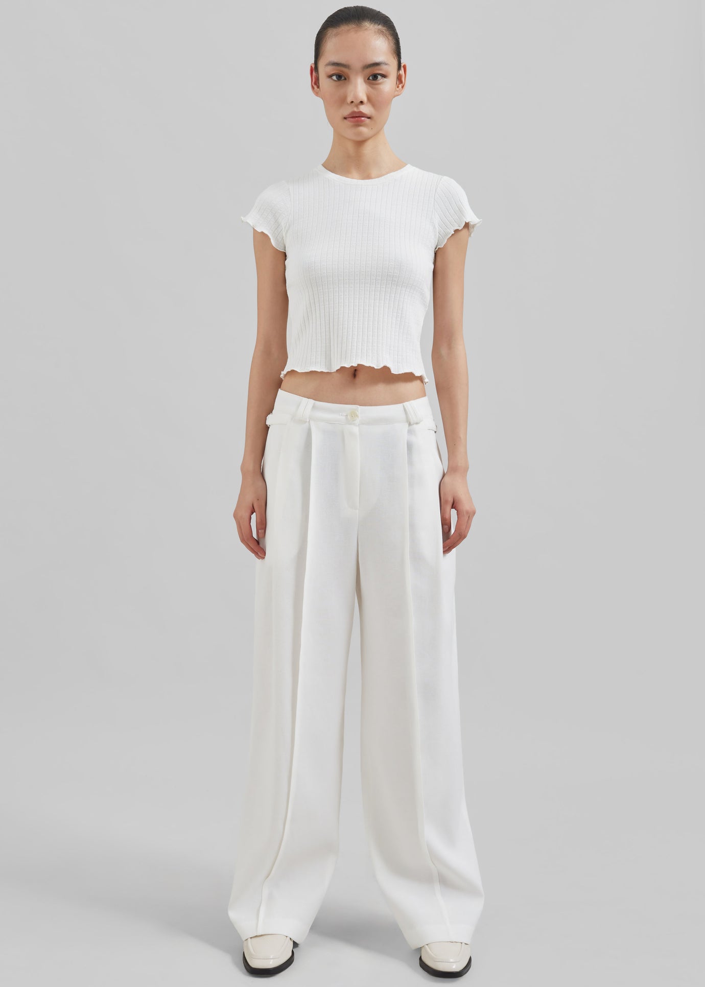 Xia Side Belt Trousers - White