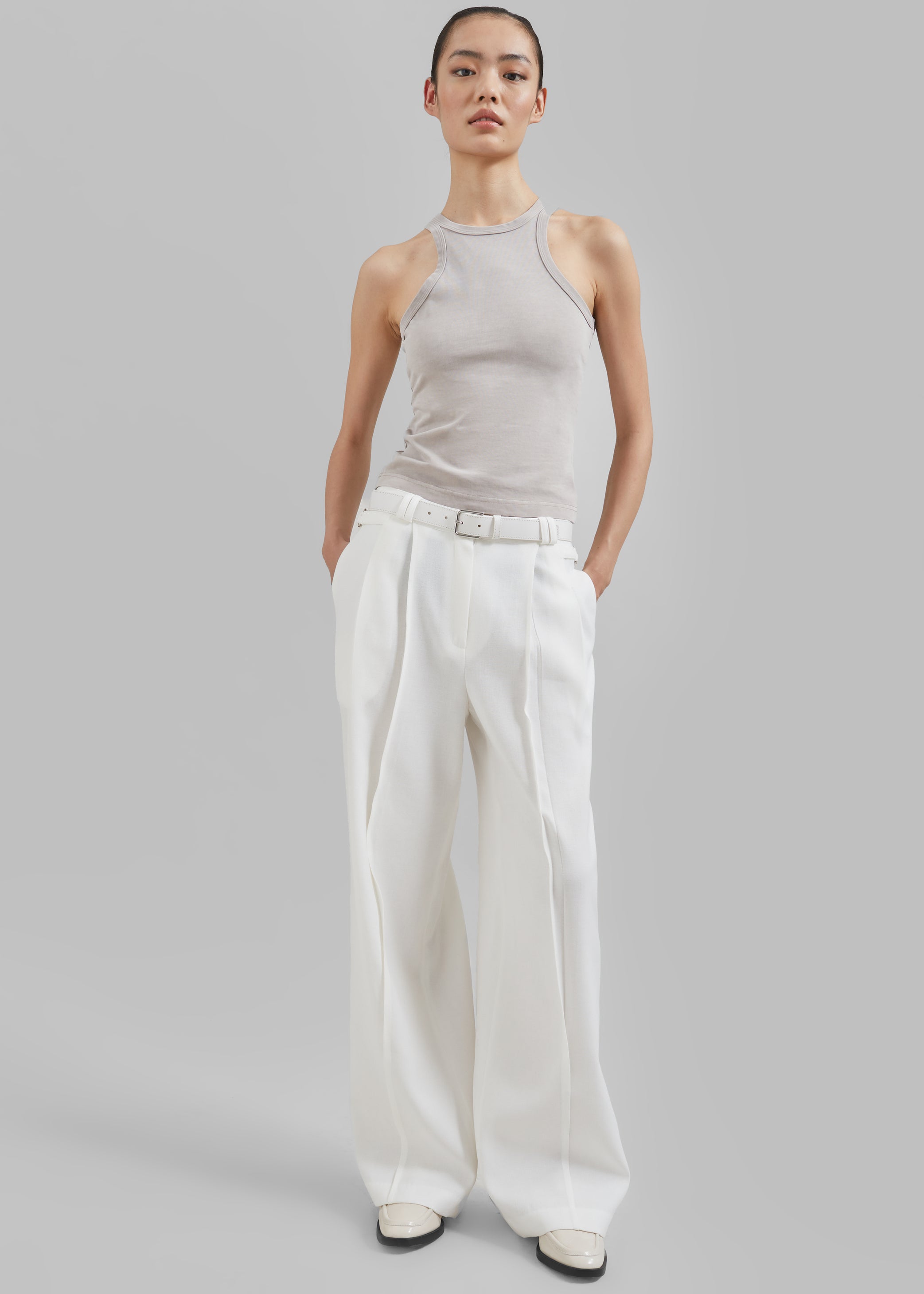 Shop the look image for Xia Side Belt Trousers - White