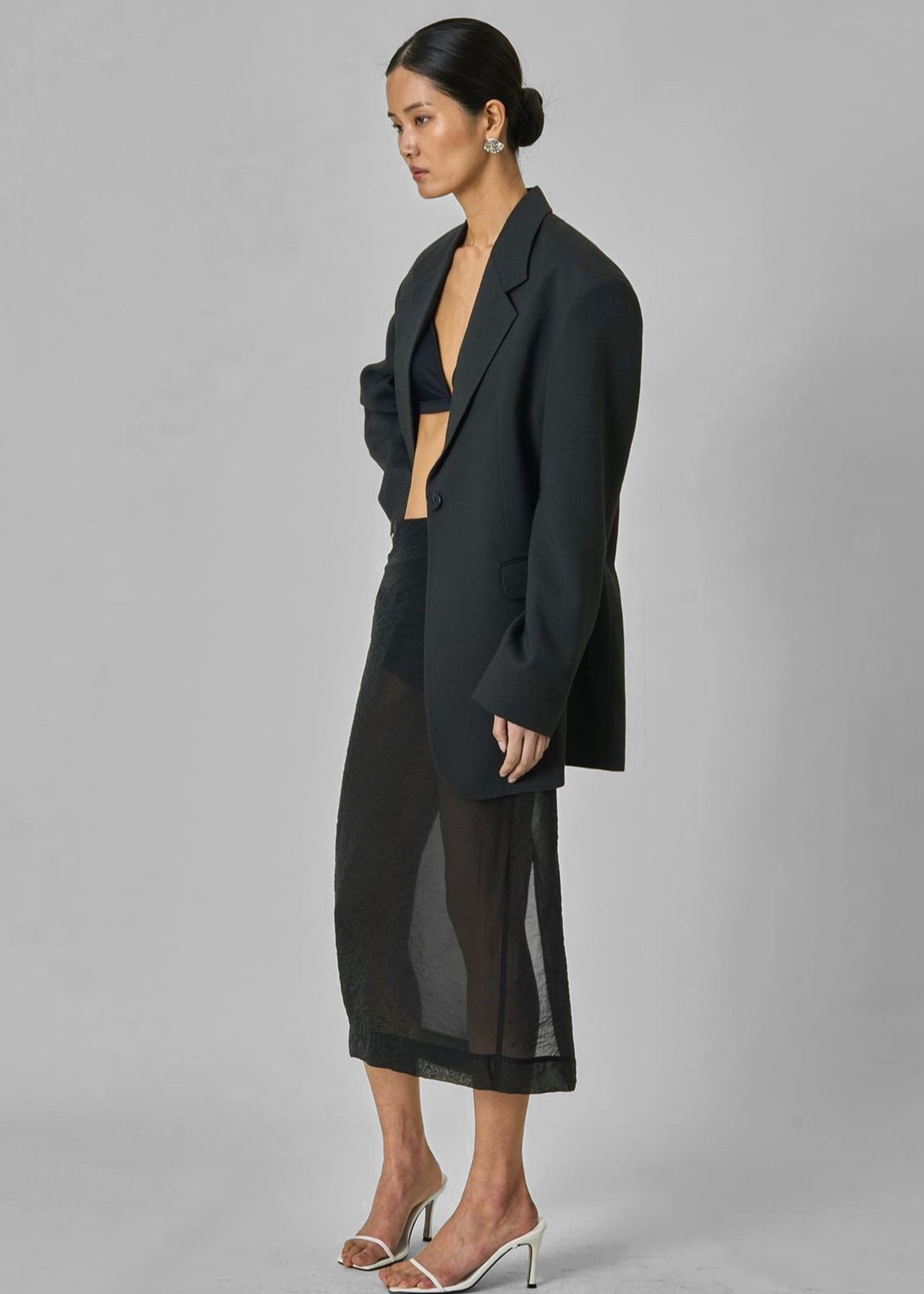 Yara Sheer Midi Skirt - Black