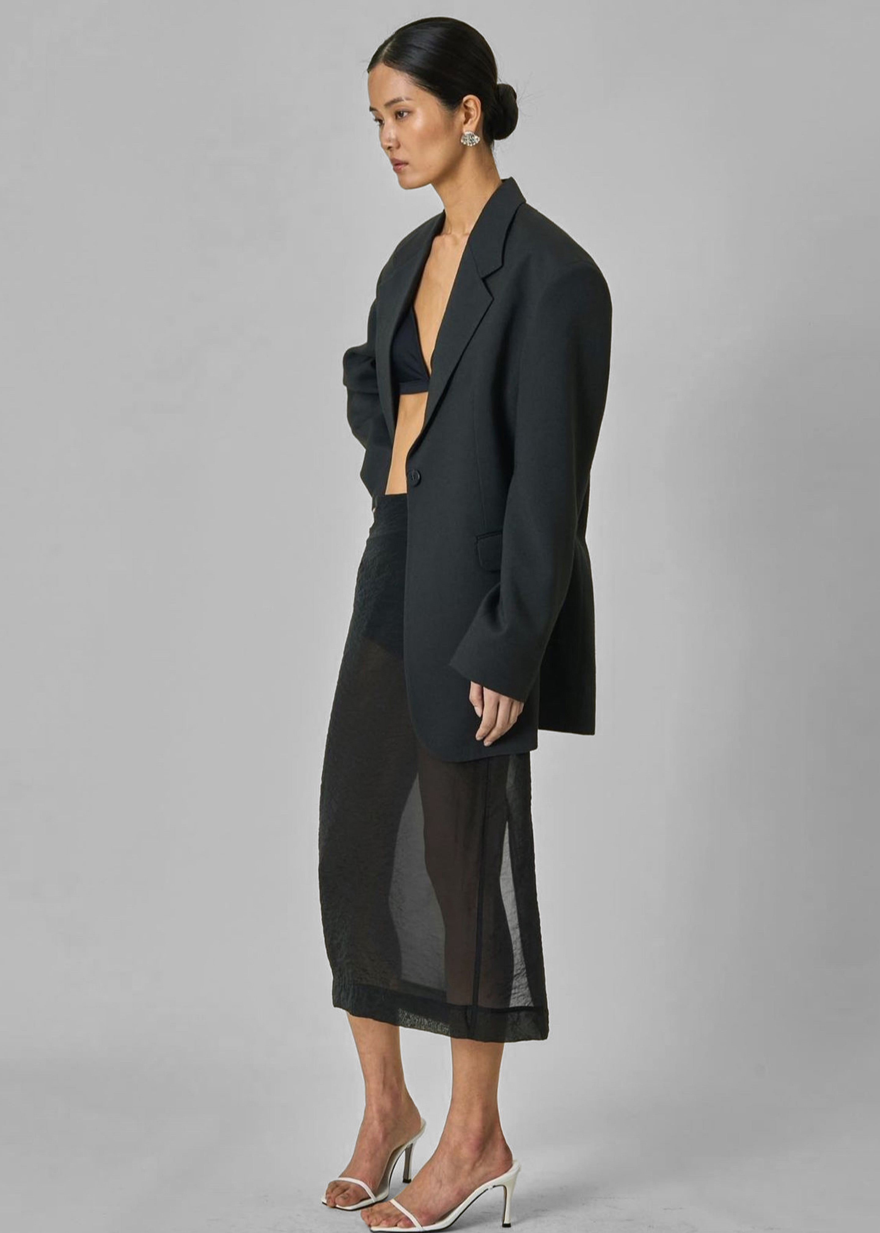 Yara Sheer Midi Skirt - Black - 6