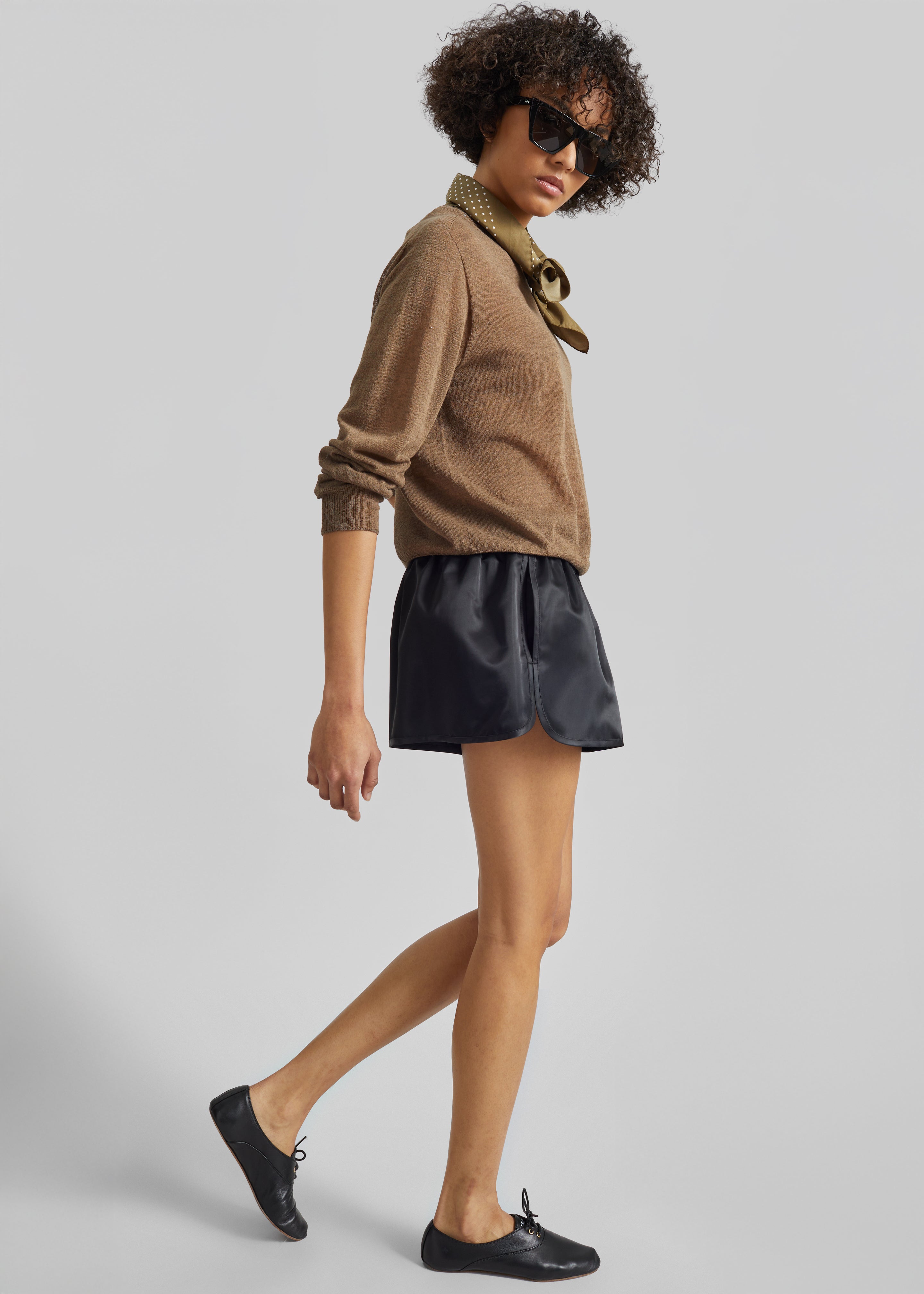 Zafra Satin Mini Shorts - Black – The Frankie Shop