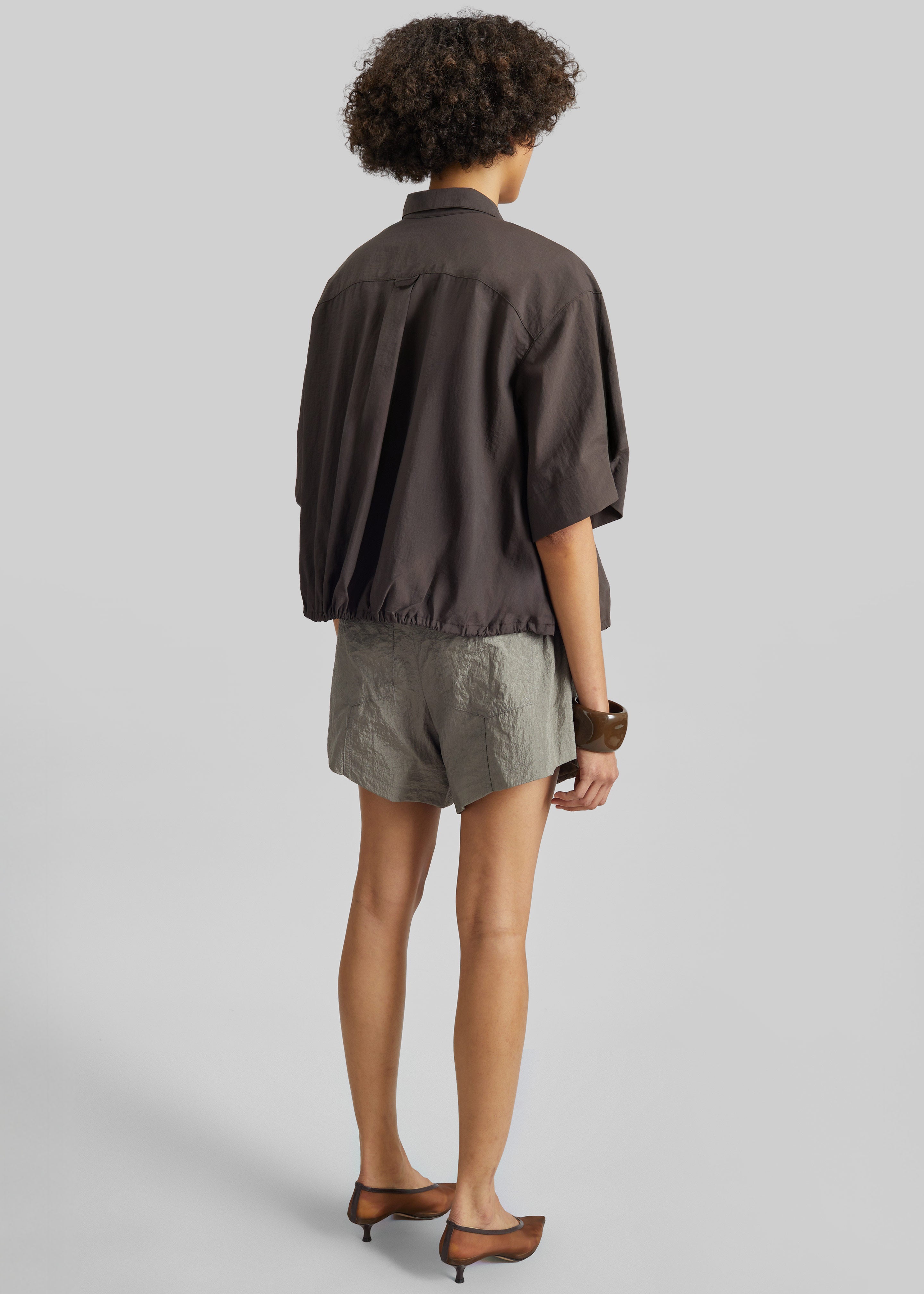 Zamora Textured Mini Shorts - Mocha - 7