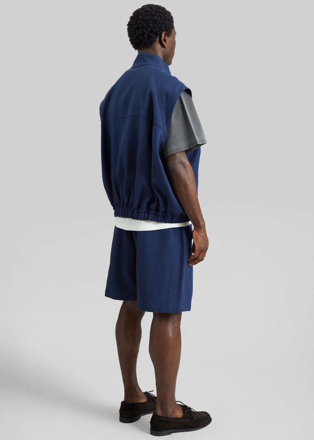 Zave Linen Sleeveless Jacket - Navy - 6