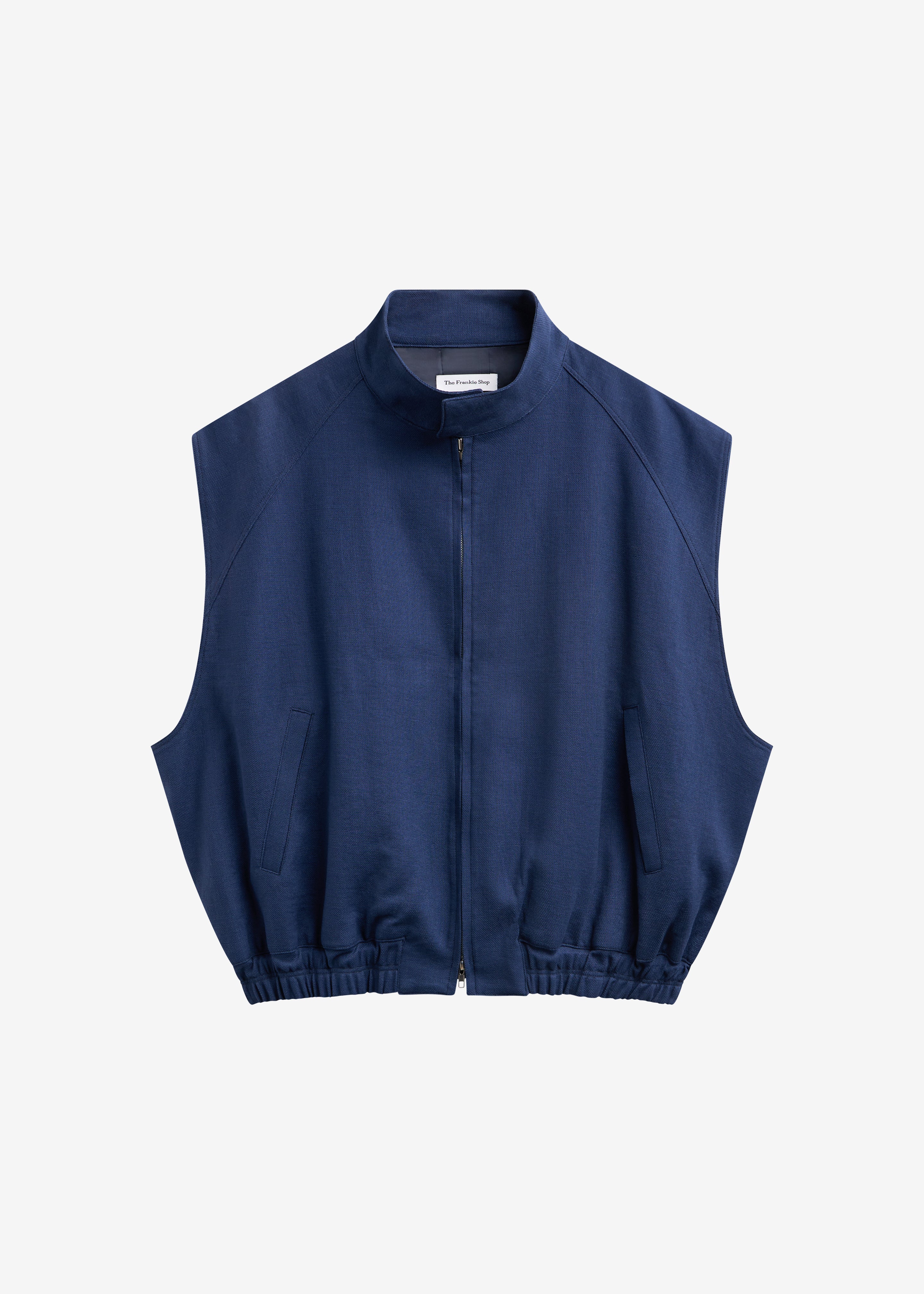 Zave Linen Sleeveless Jacket - Navy - 7