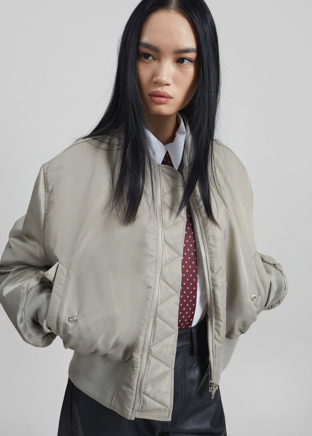 Zernez Cropped Bomber Jacket - Stone