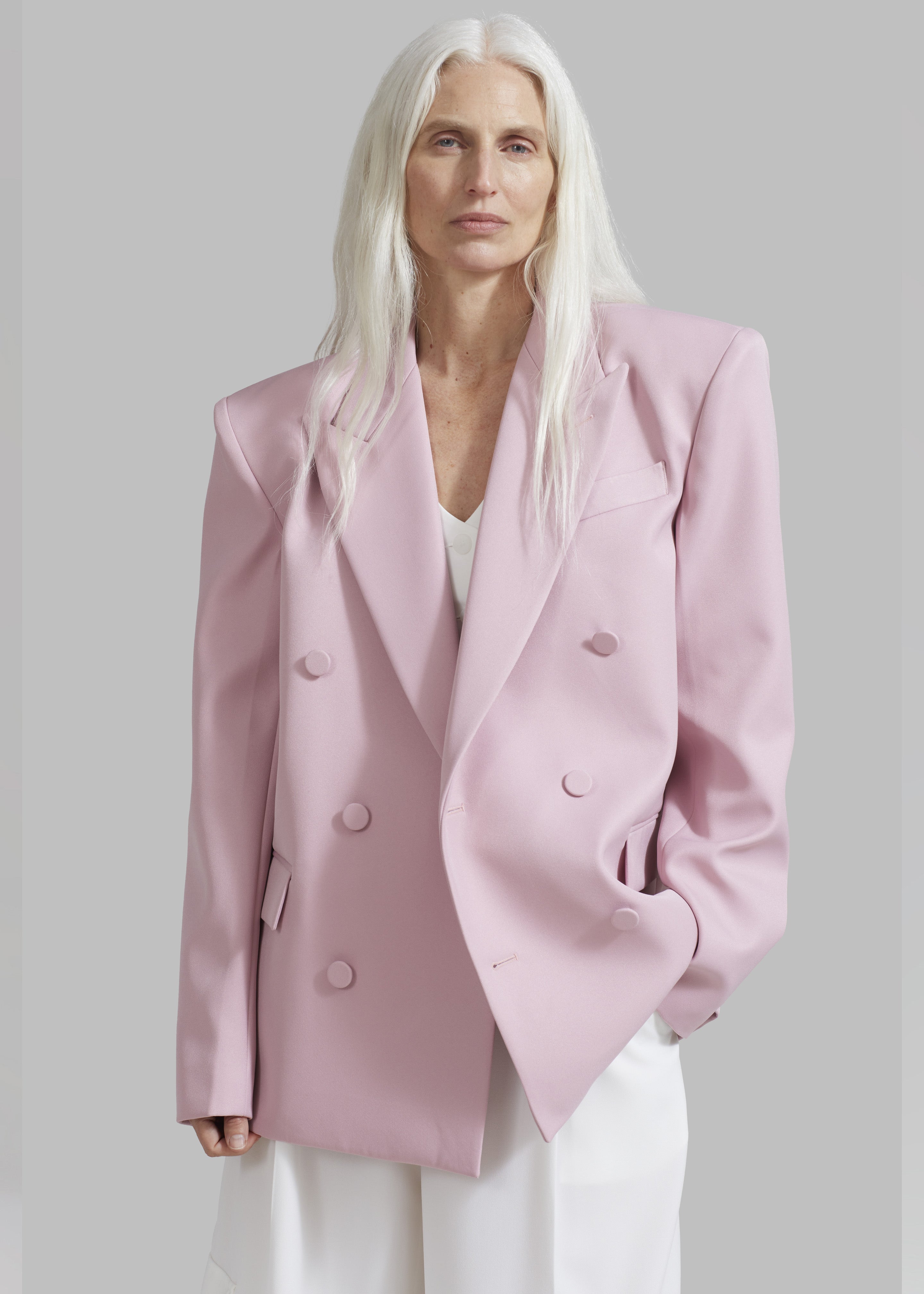 Zia Covered Buttons Blazer - Pink – The Frankie Shop