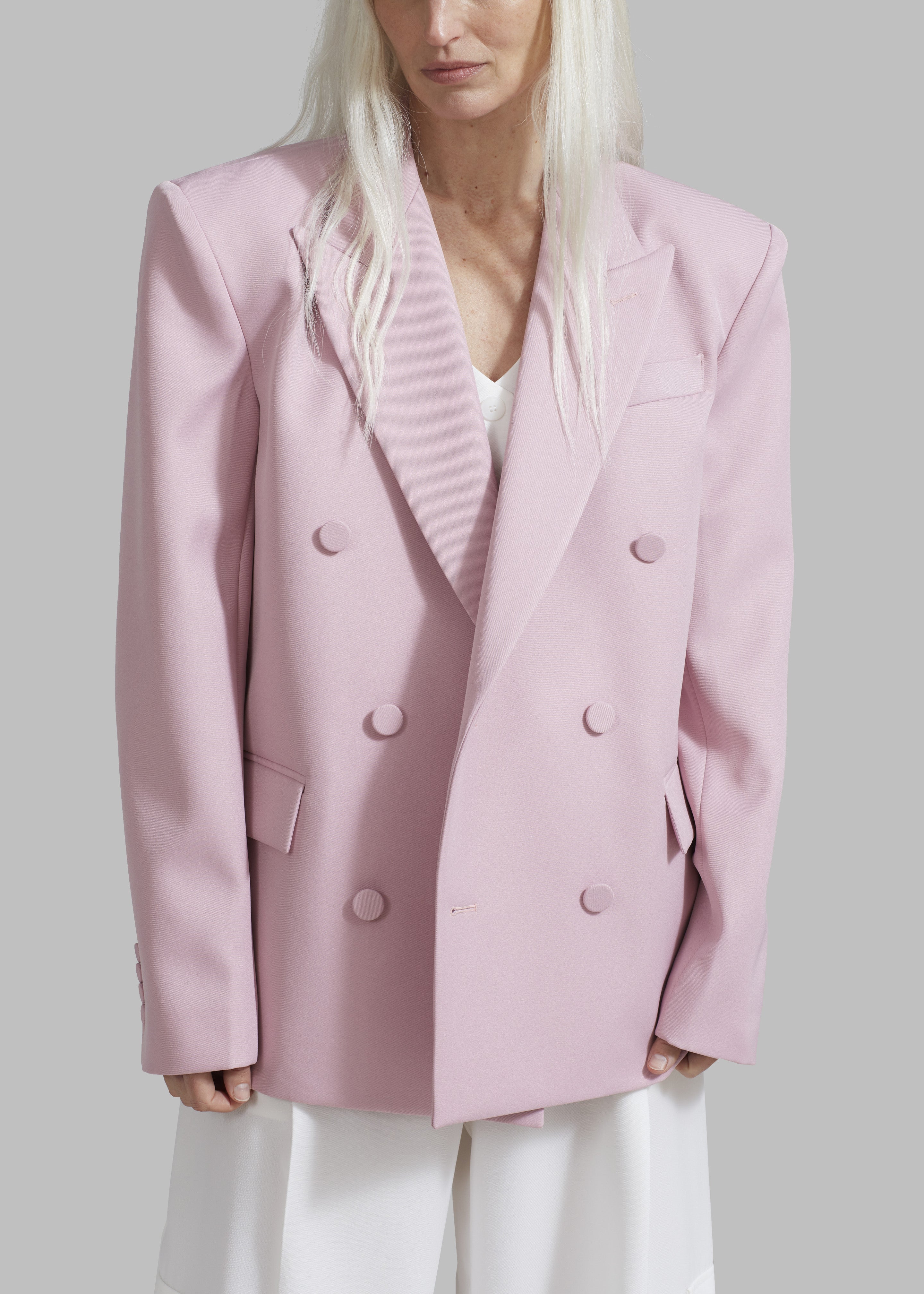 Zia Covered Buttons Blazer - Pink - 3