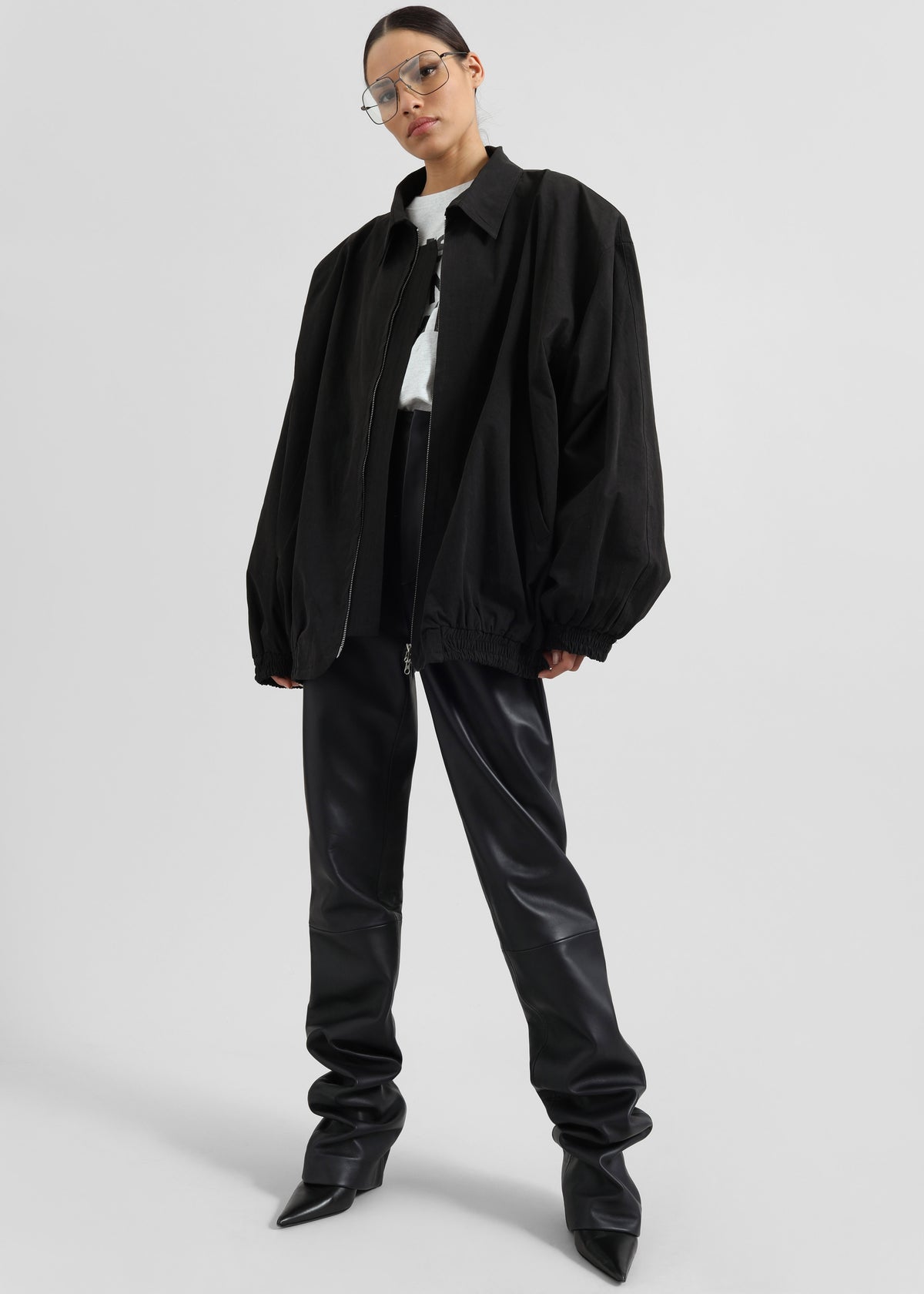 Ziggy Long Leather Pants - Black - 7