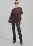 Ziggy Long Leather Pants - Dark Plum