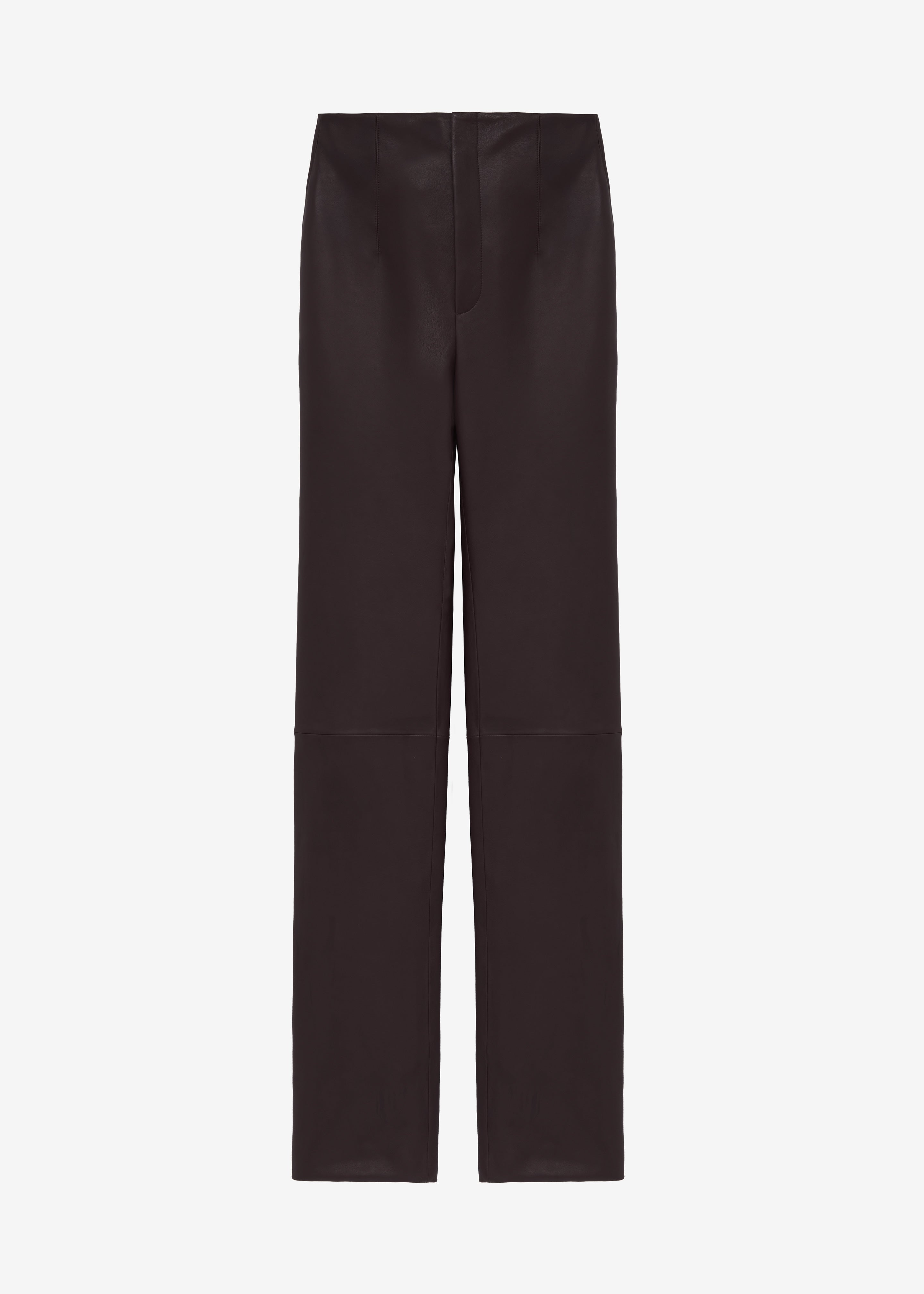 Ziggy Long Leather Pants - Dark Plum - 8