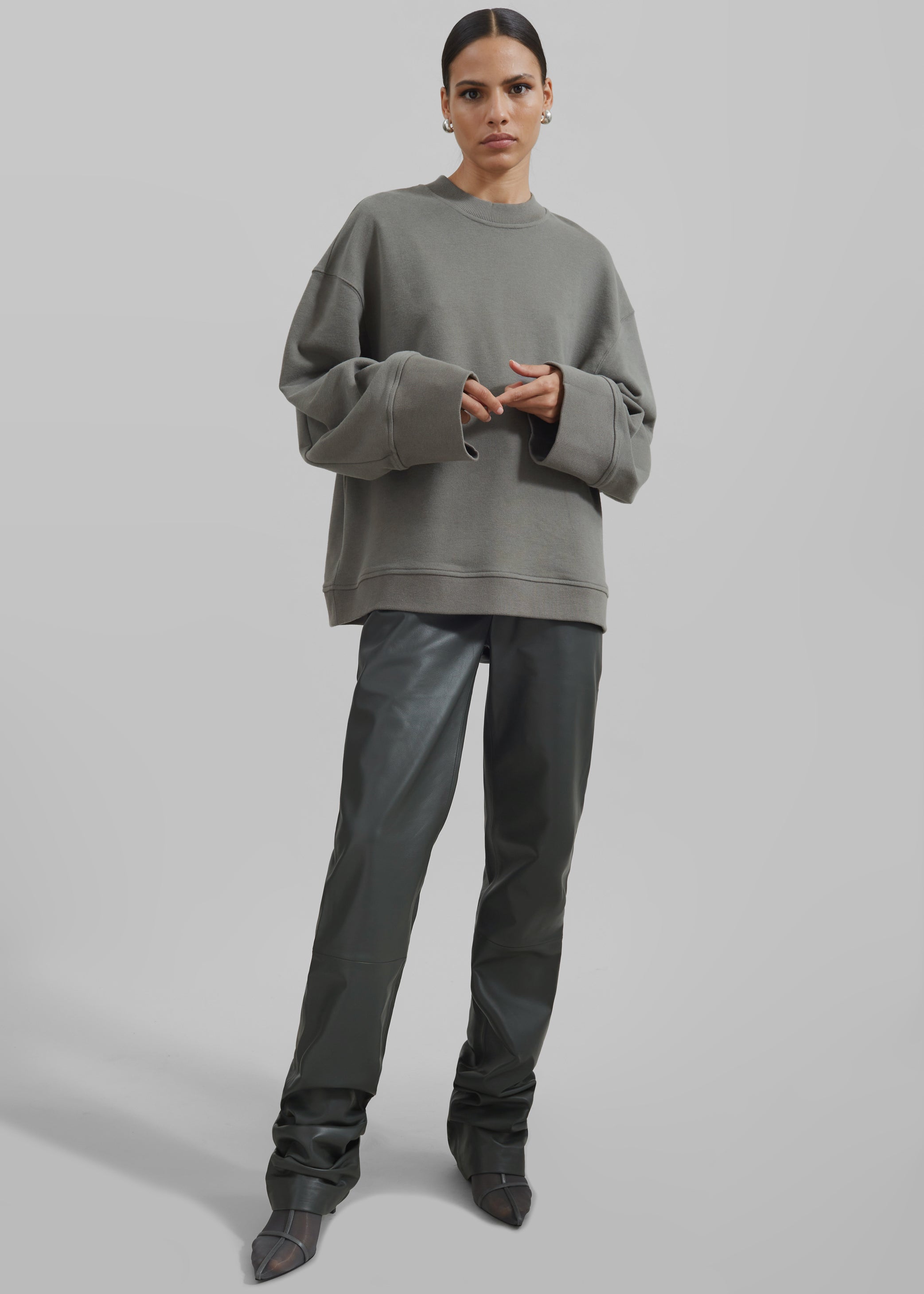 Shop the look image for Ziggy Long Leather Pants - Light Khaki