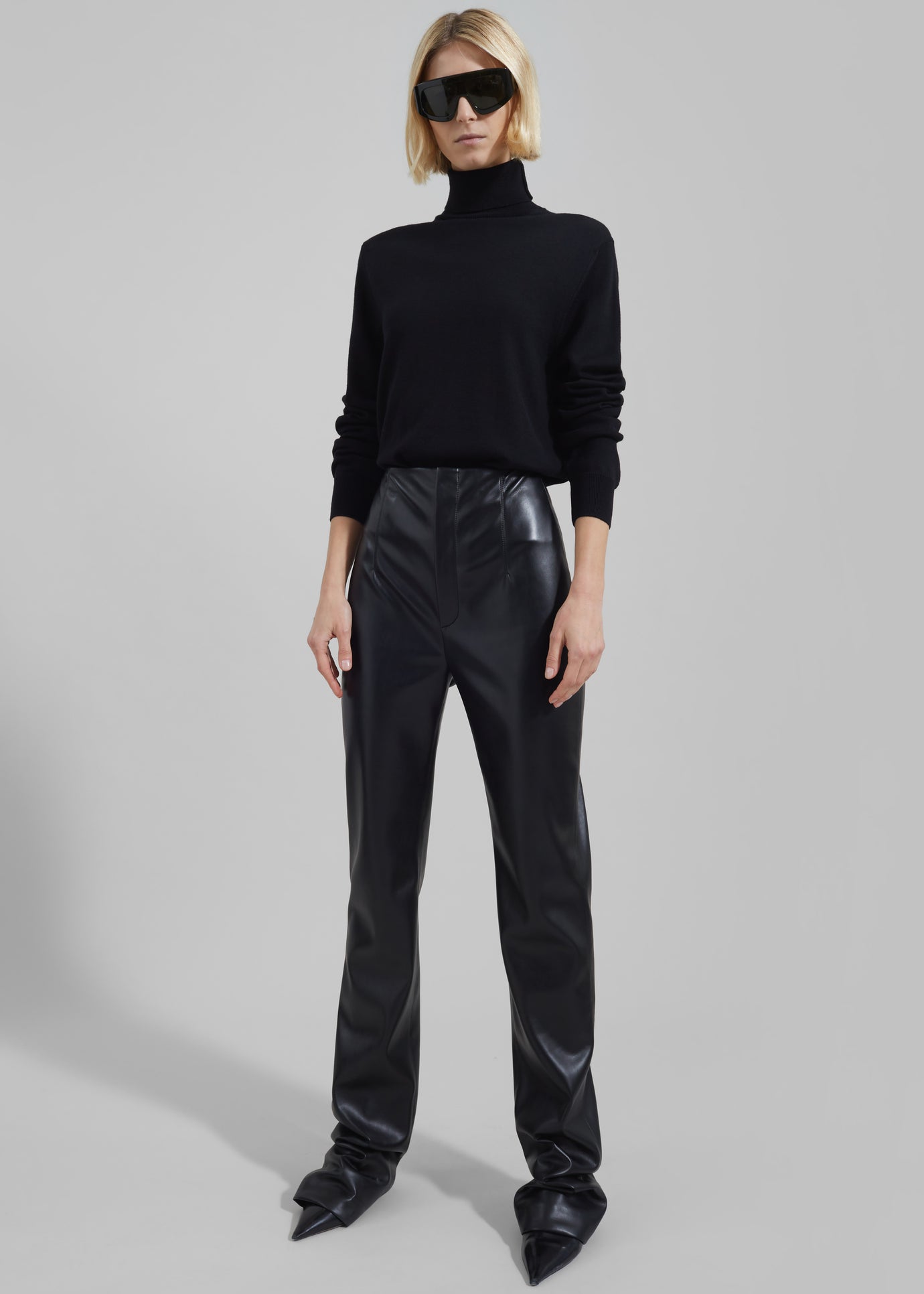 Ziggy Long Leather Pants - Black - 1