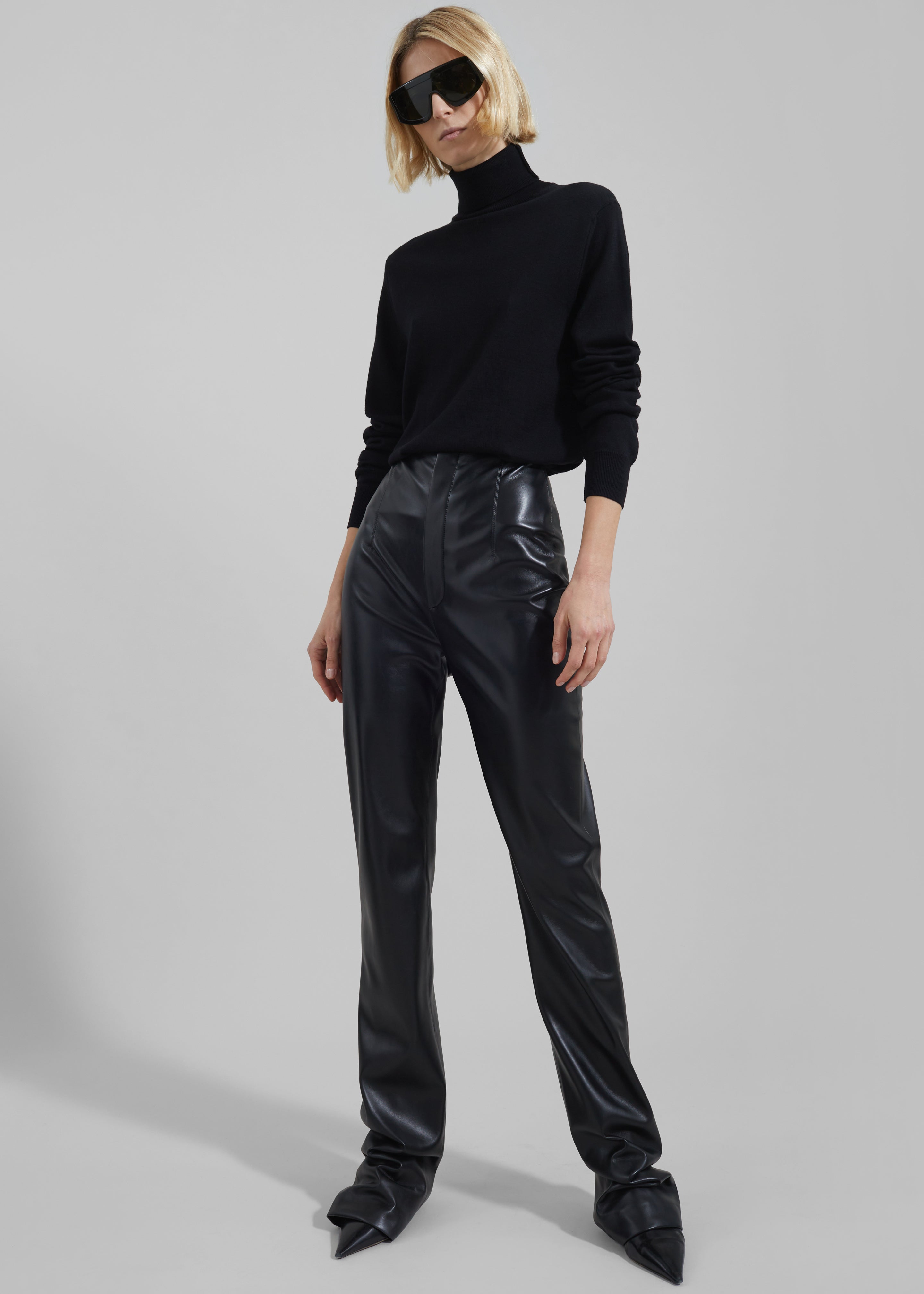 Ziggy Long Leather Pants - Black - 9