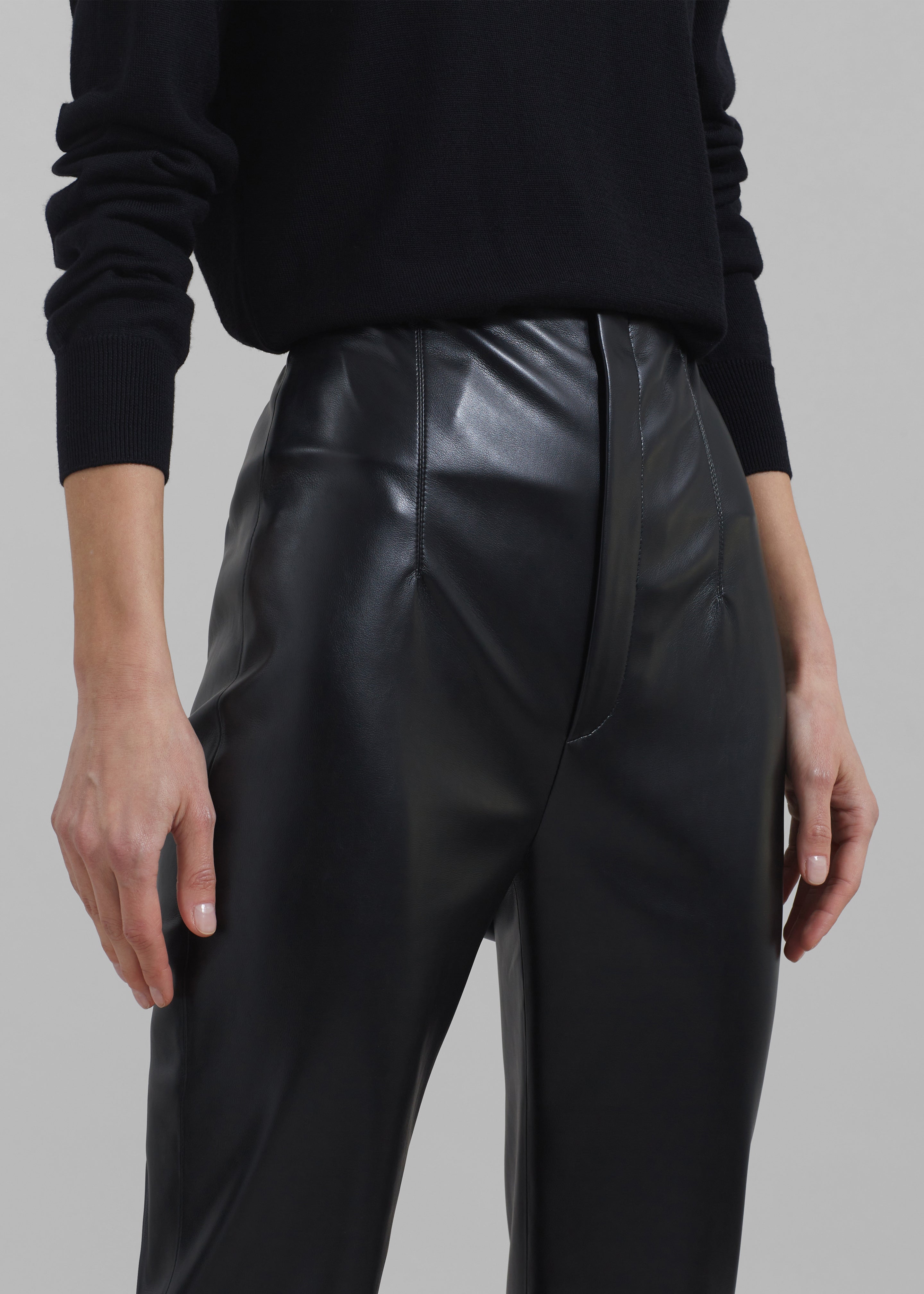 Ziggy Long Leather Pants - Black - 3