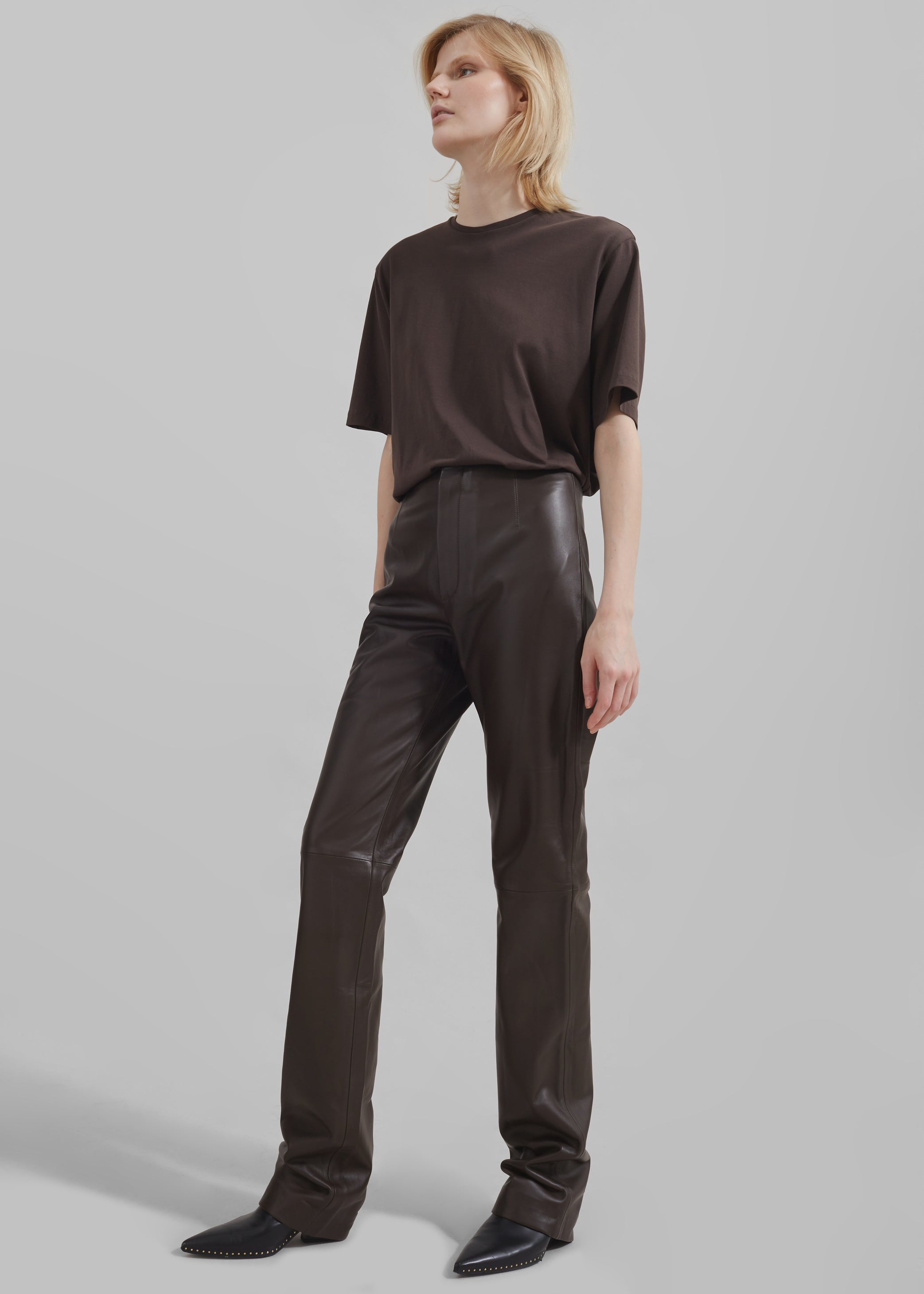 Shop the look image for Ziggy Long Leather Pants - Brown