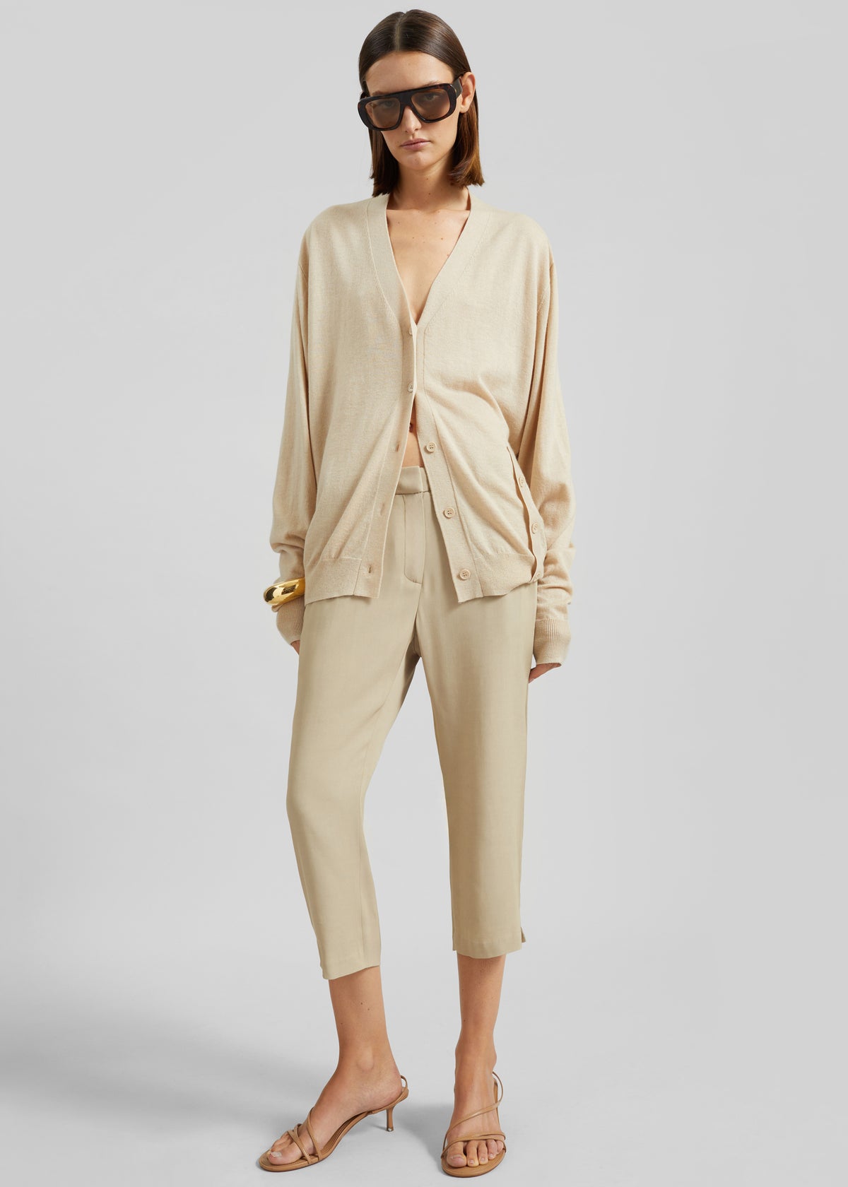 Zina V-Neck Cardigan - Beige - 2