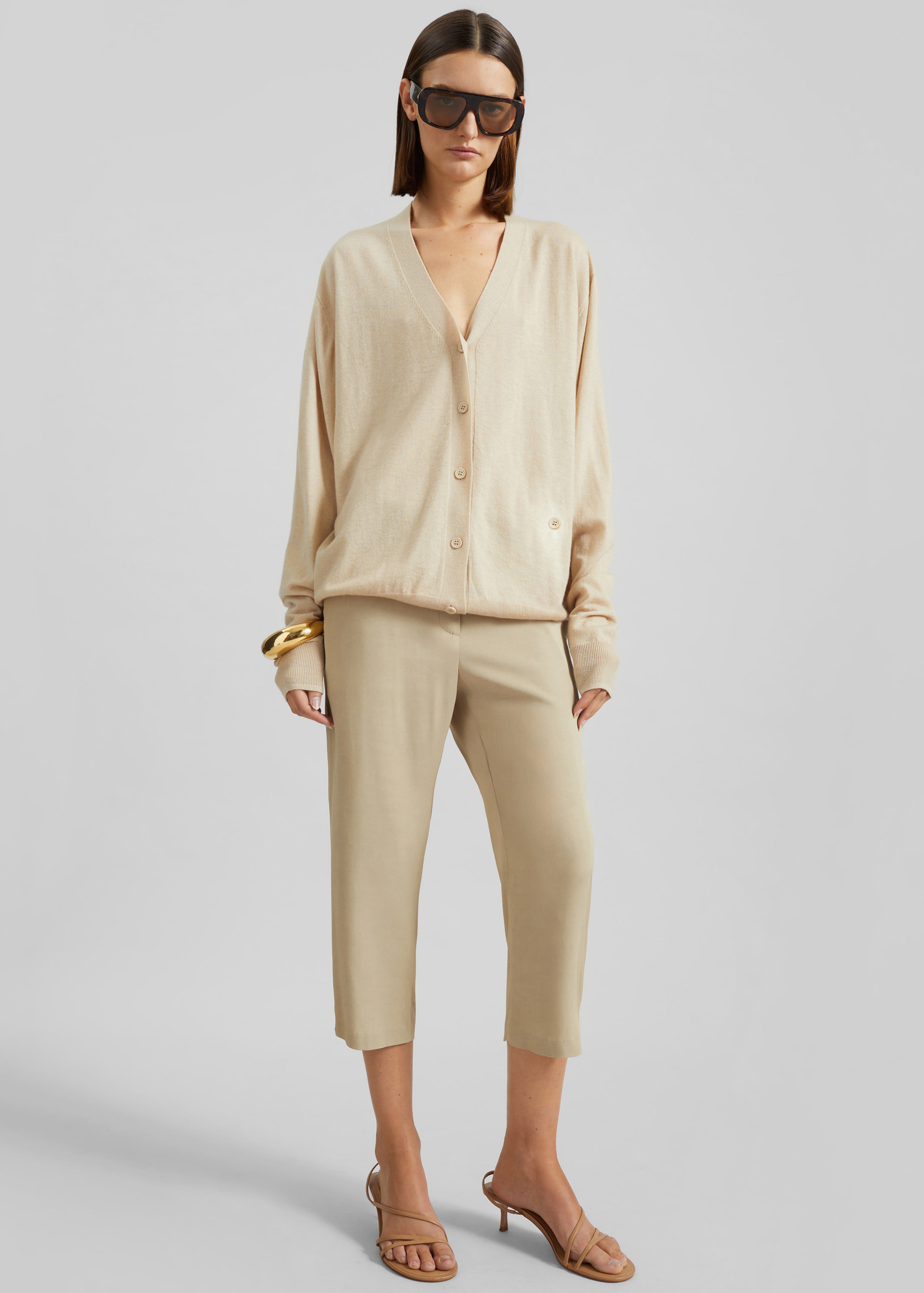 Zina V-Neck Cardigan - Beige - 5