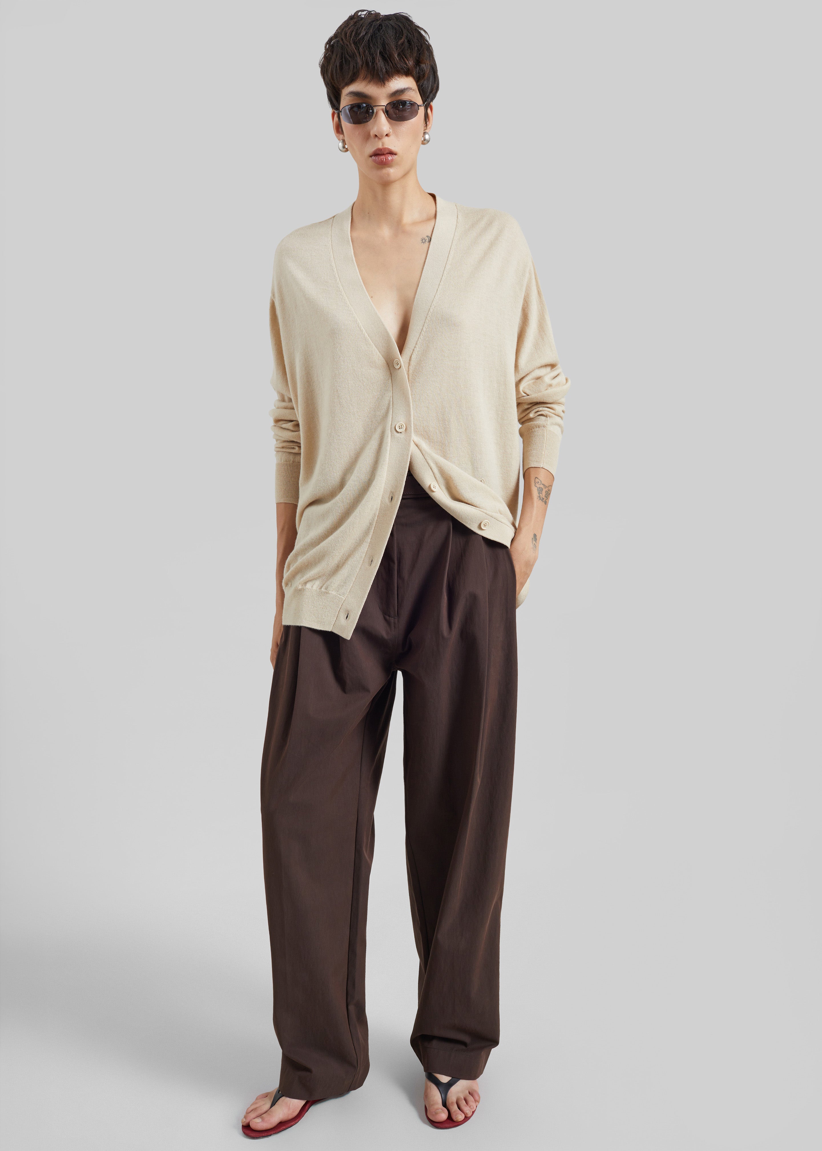 Zina V-Neck Cardigan - Beige - 7