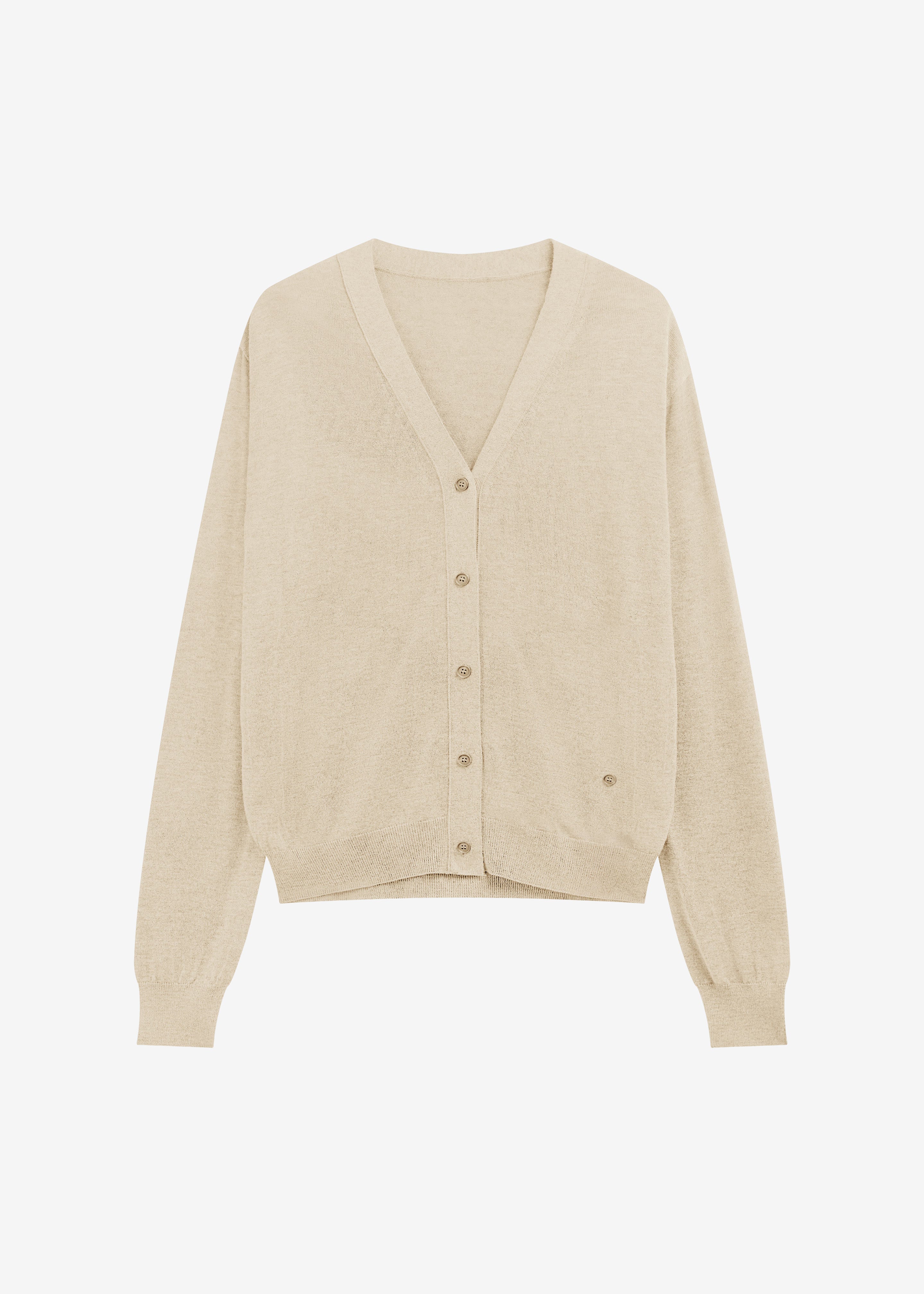 Zina V-Neck Cardigan - Beige - 7