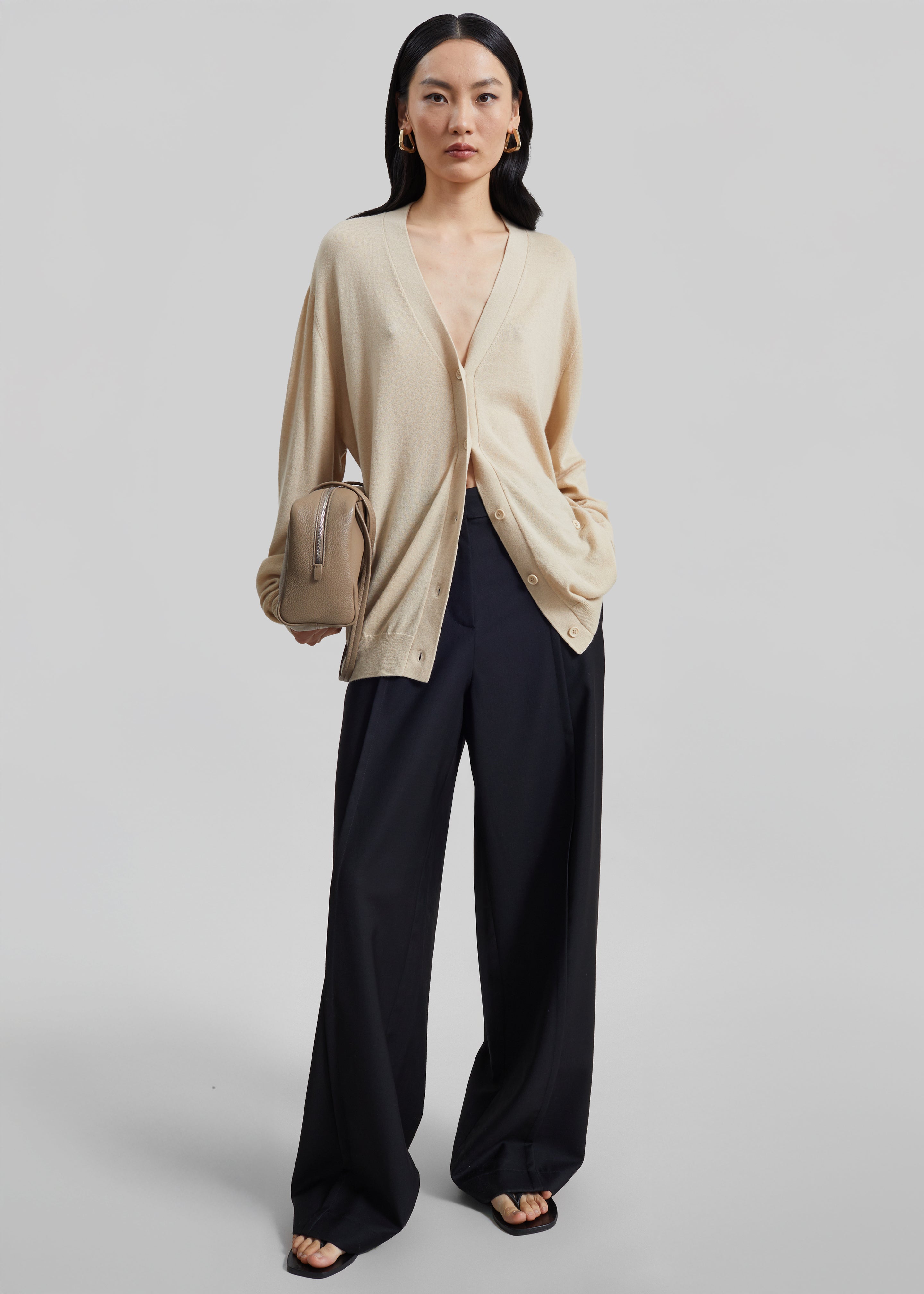 Zina V-Neck Cardigan - Beige - 8