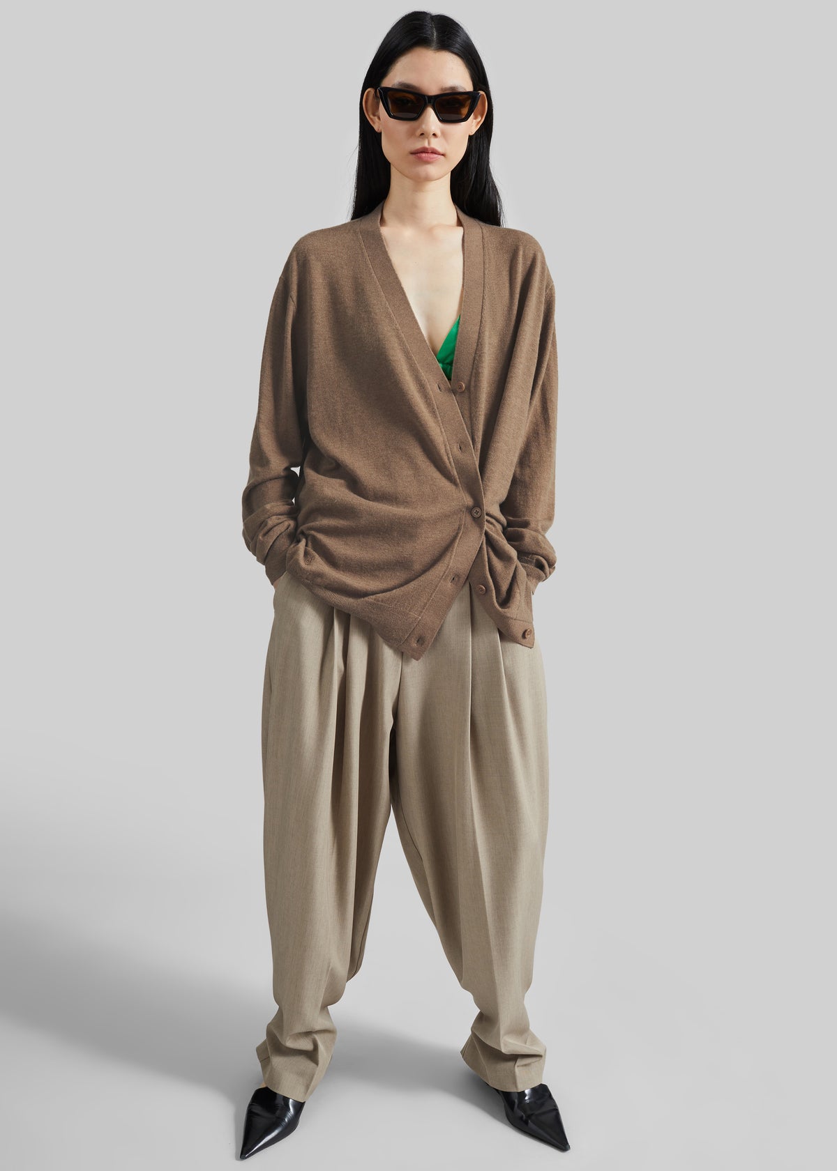 Zina V-Neck Cardigan - Mocha - 3