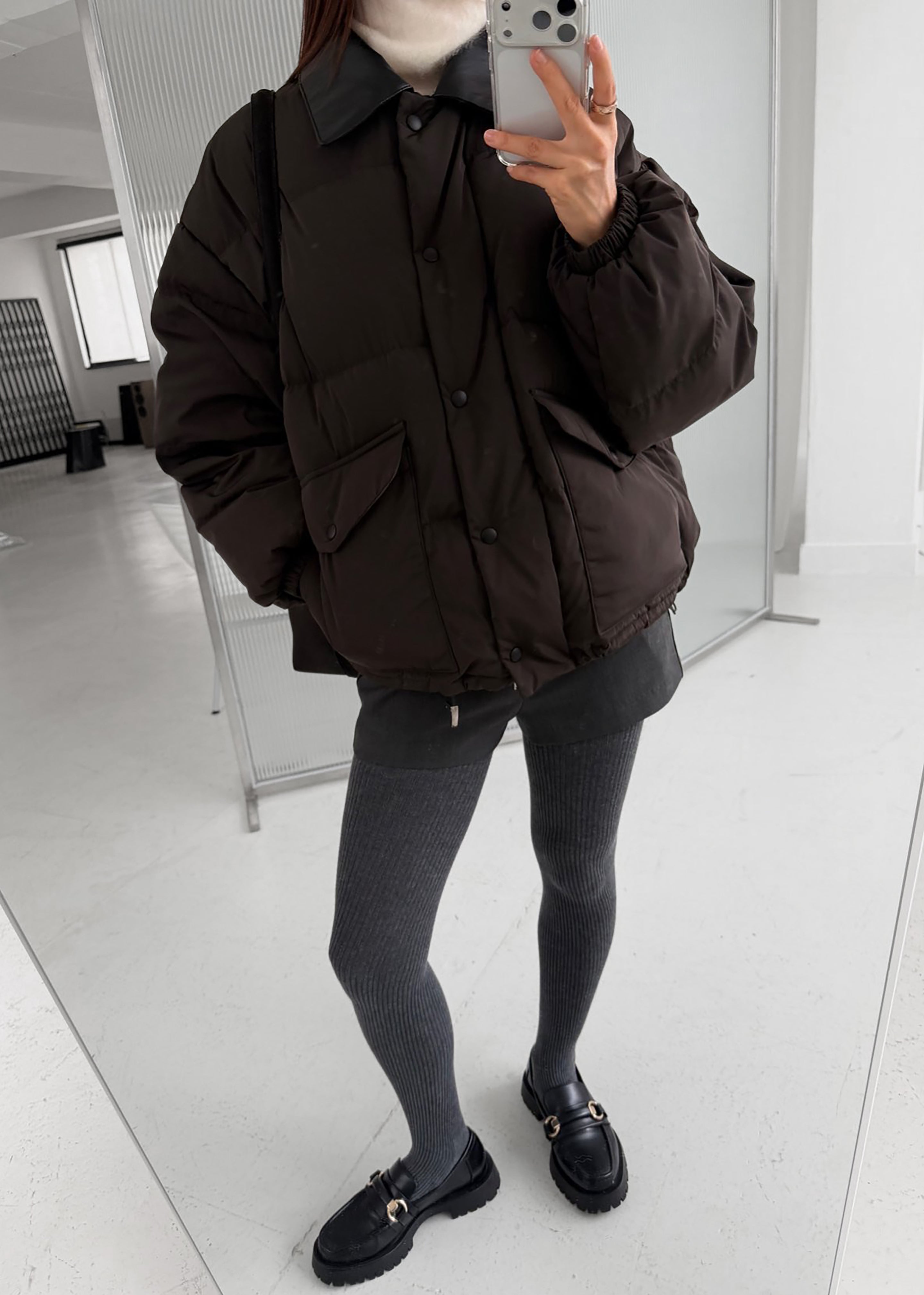 Zinal Puffer Jacket - Dark Brown - 8