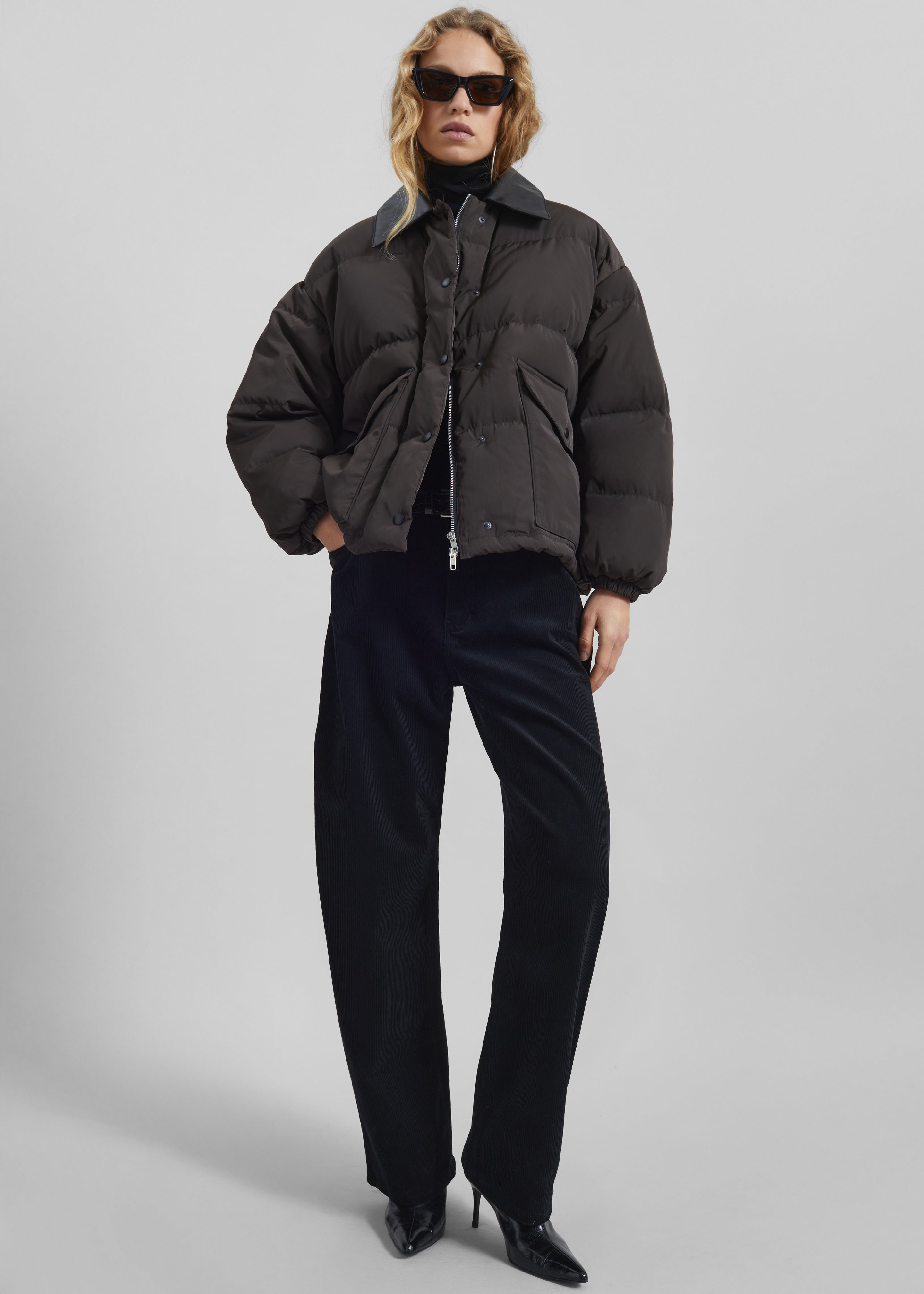 Zinal Puffer Jacket - Dark Brown – The Frankie Shop