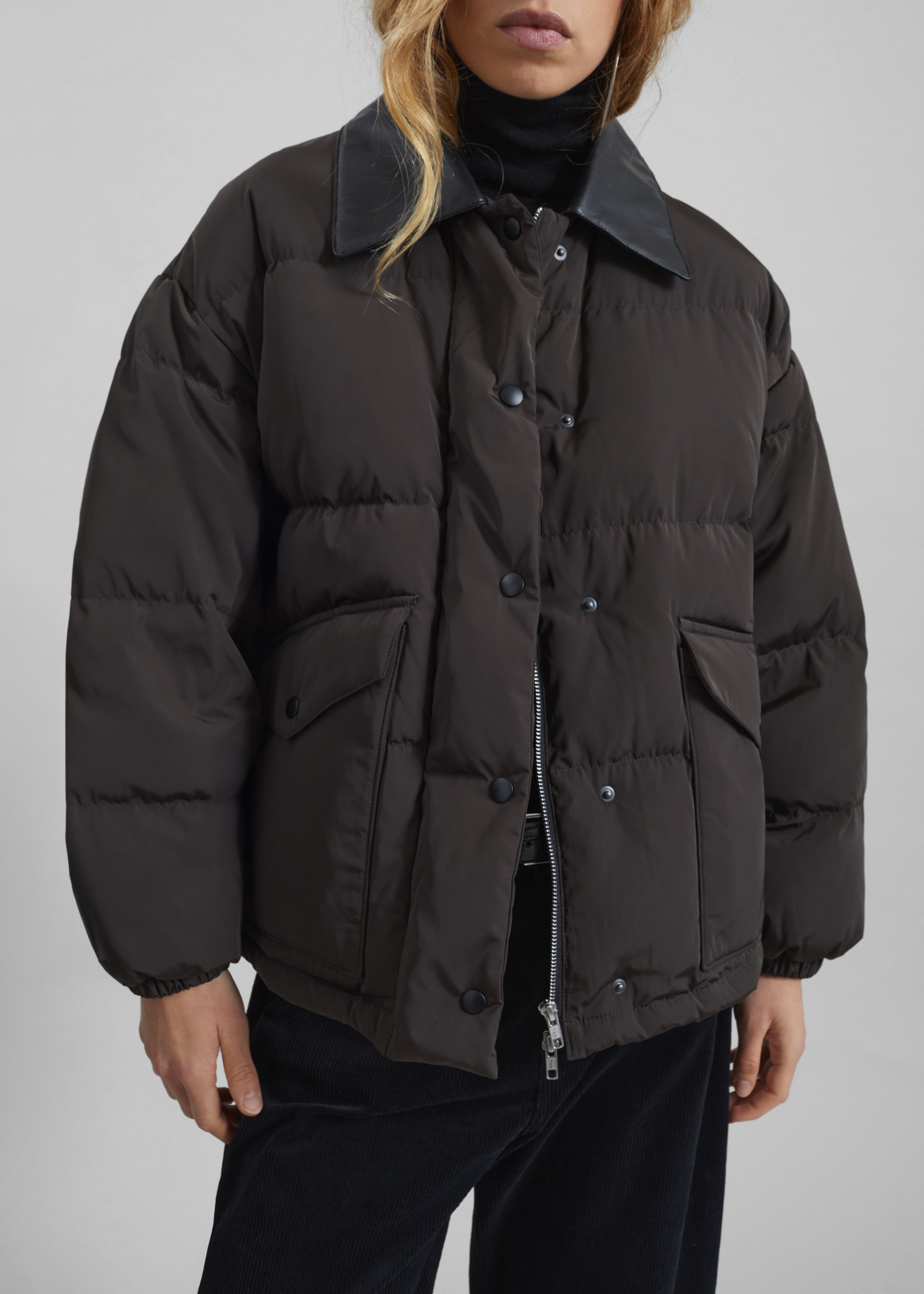 Zinal Puffer Jacket - Dark Brown – The Frankie Shop