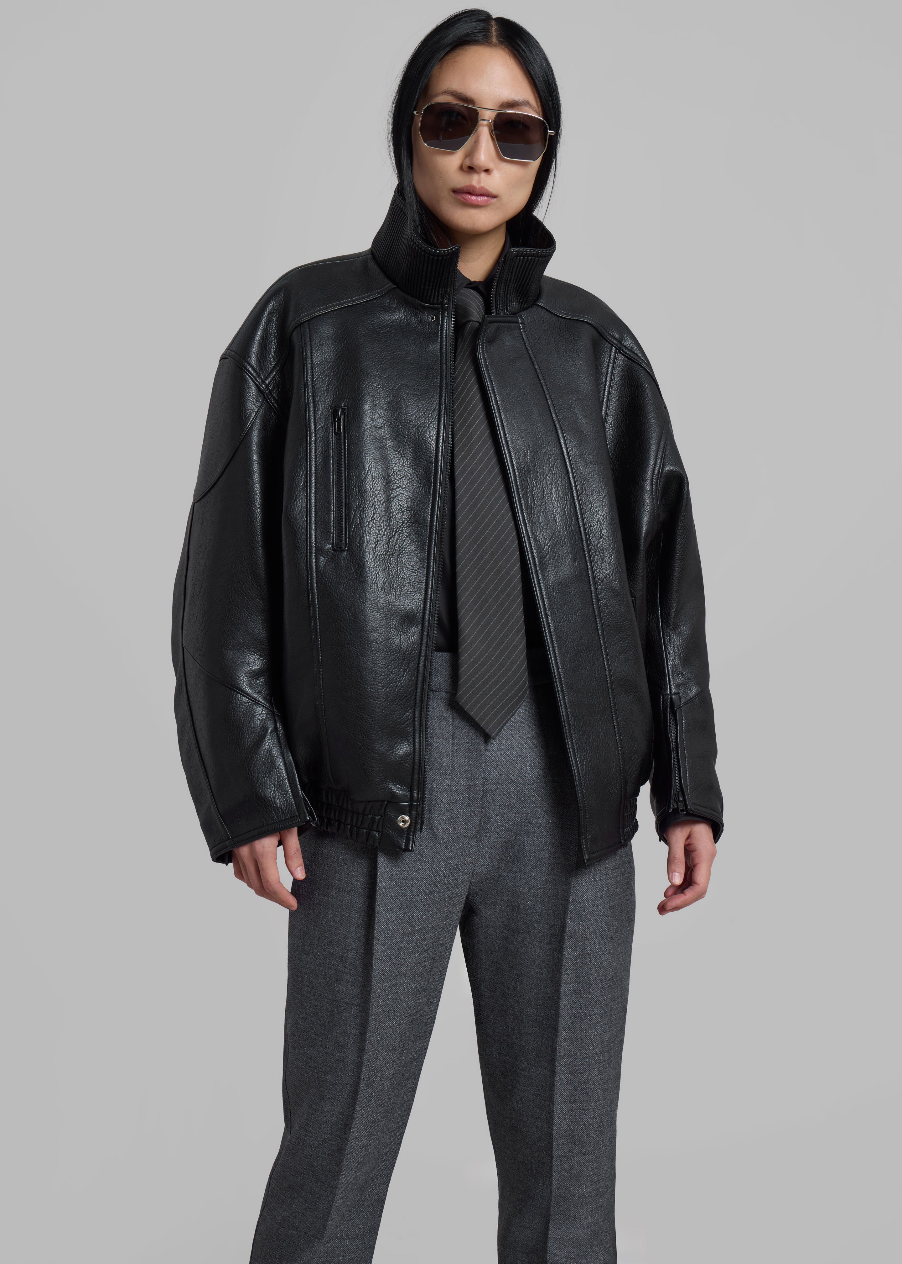 Zion Quilted Bomber Jacket - Black - 5