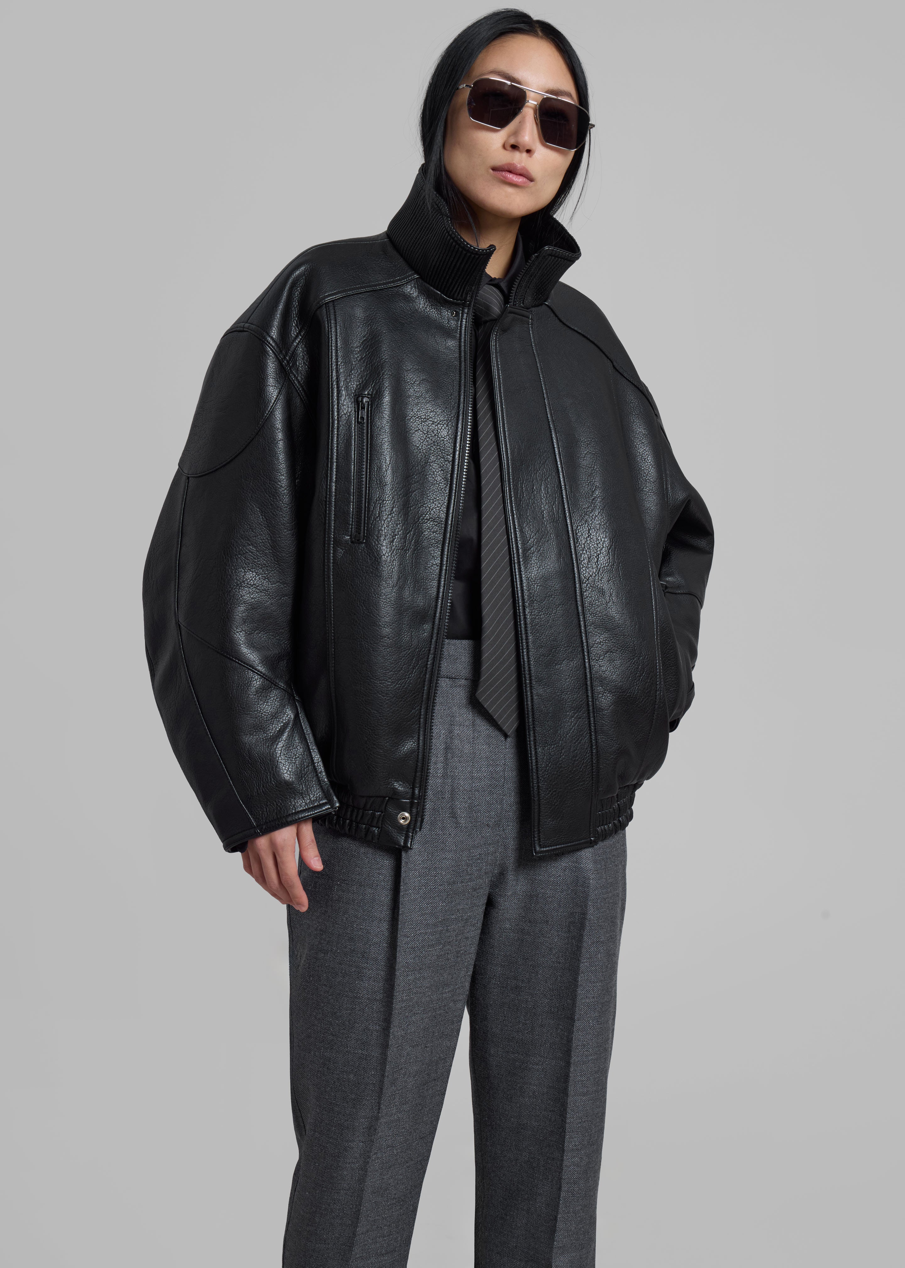 Zion Quilted Bomber Jacket - Black - 4