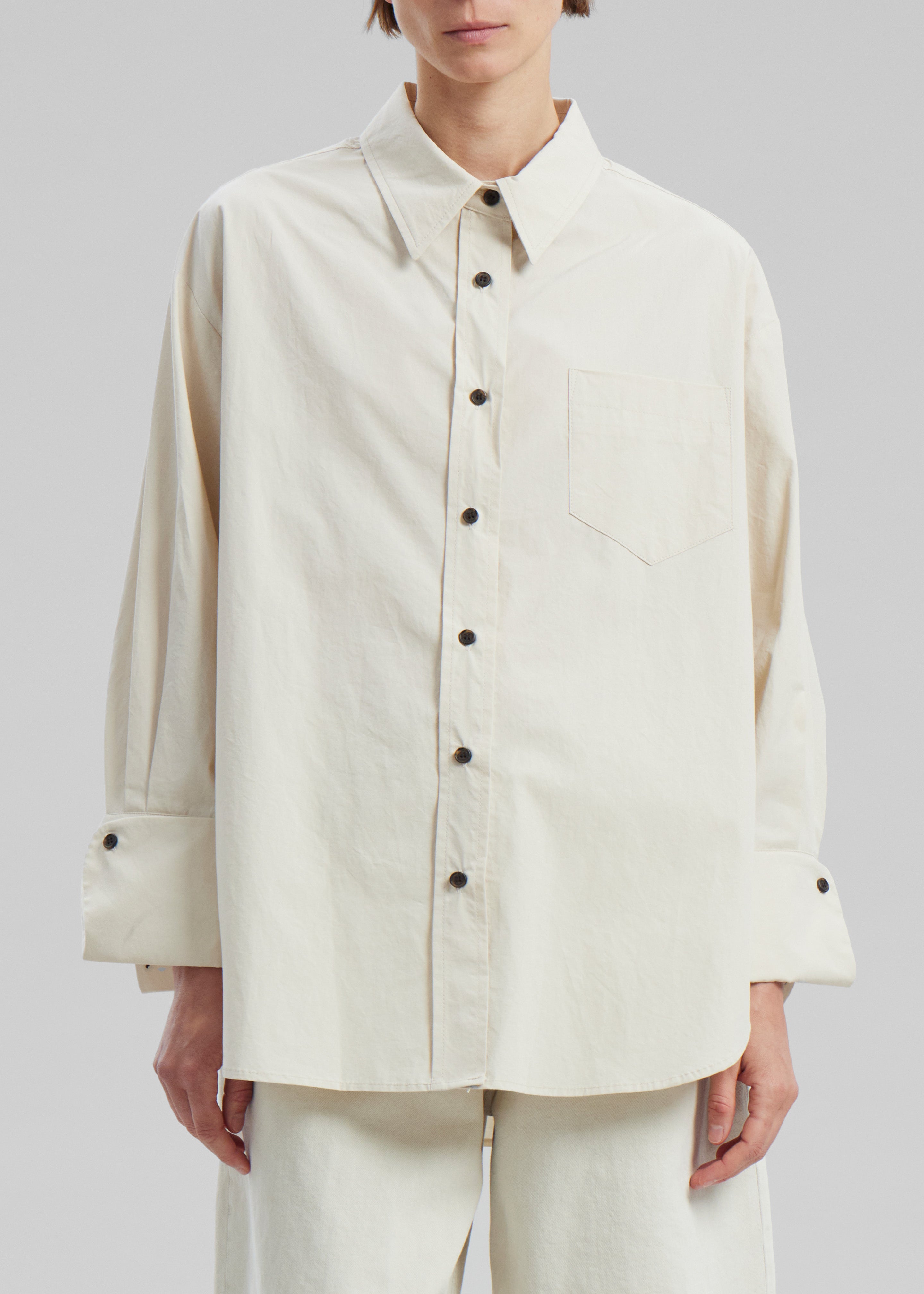Zuri Boxy Button Up Shirt - Cream - 6