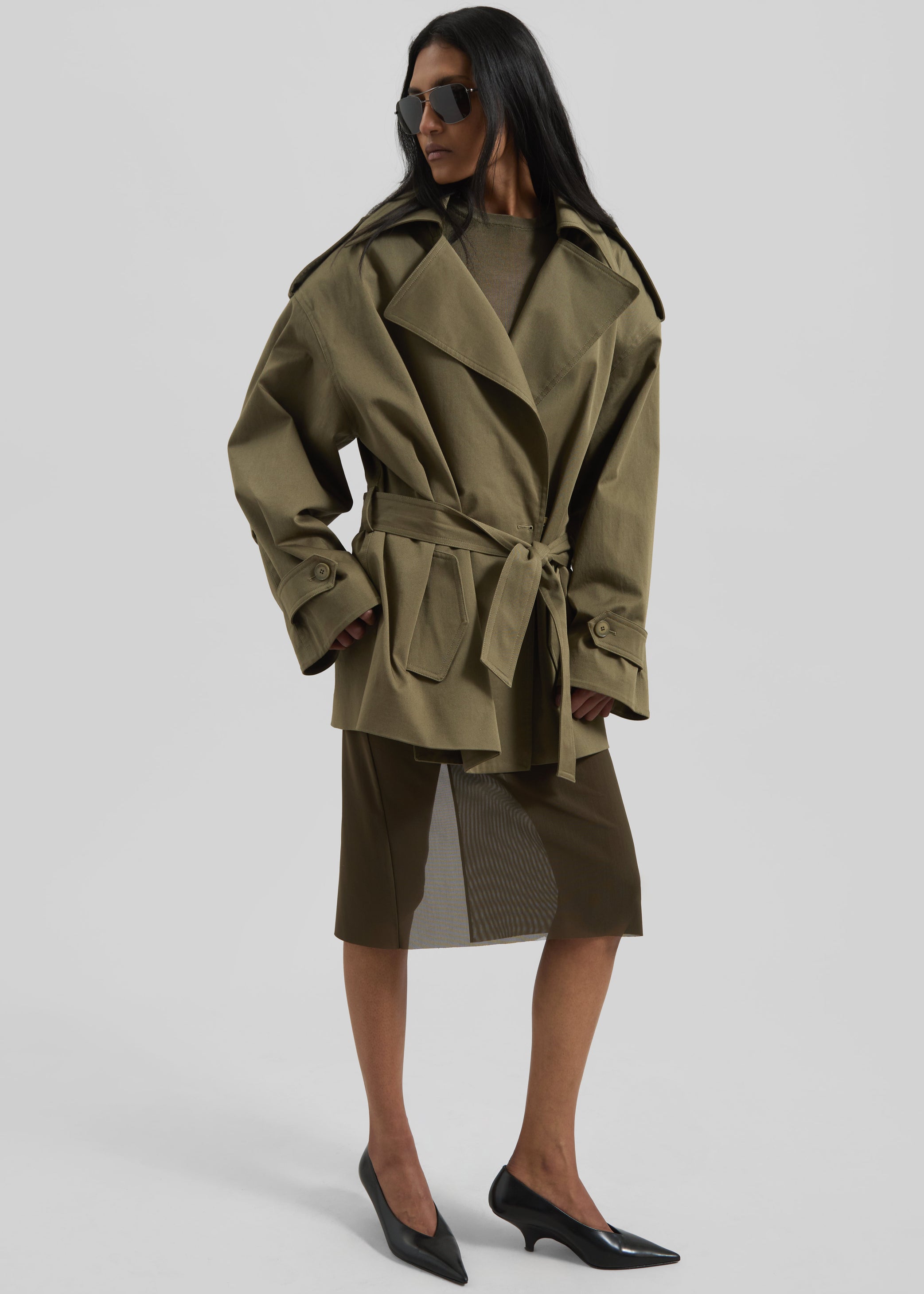 Shop the look image for Zurich Oversized Short Trench - Khaki
