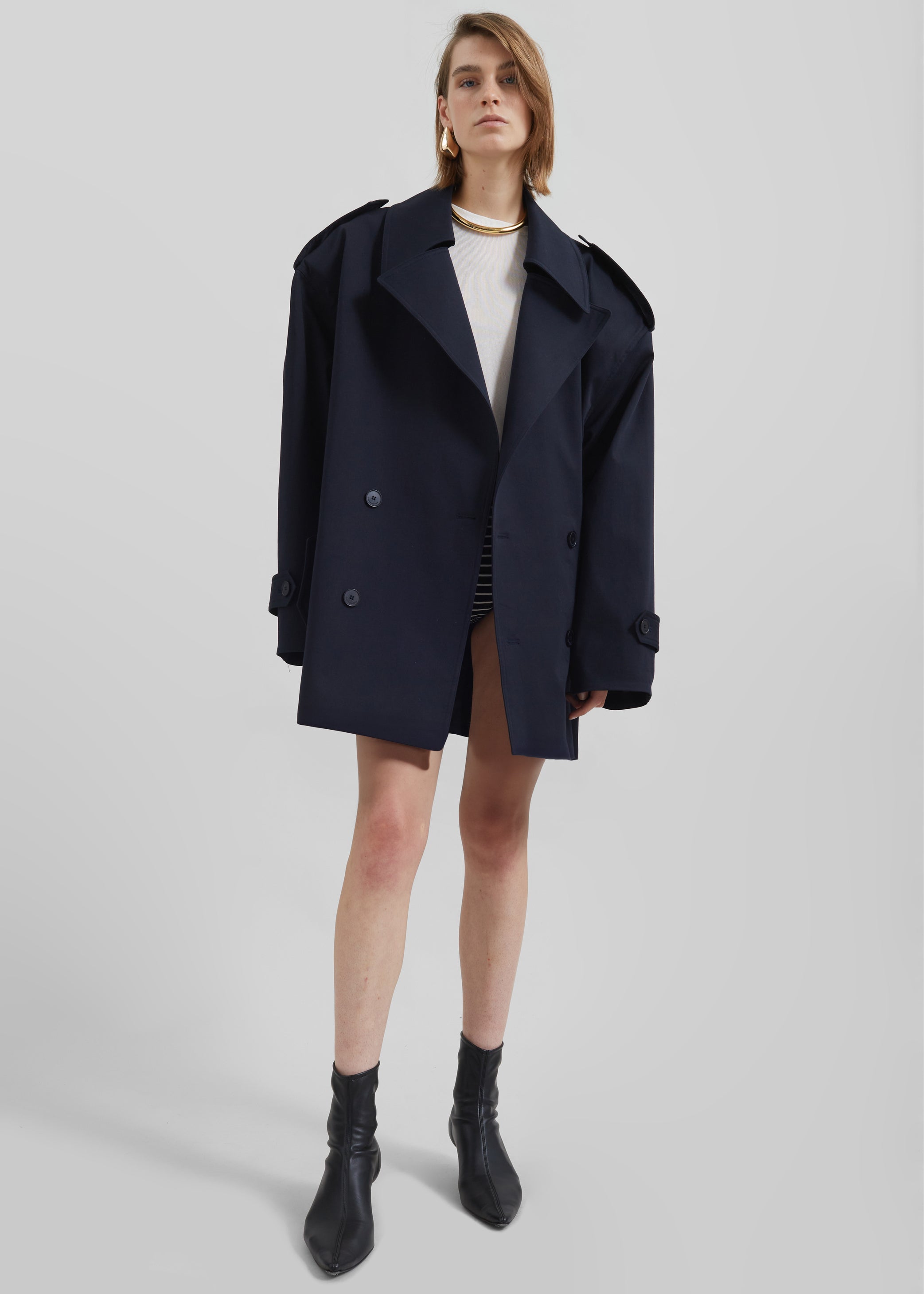 Shop the look image for Zurich Oversized Short Trench - Navy