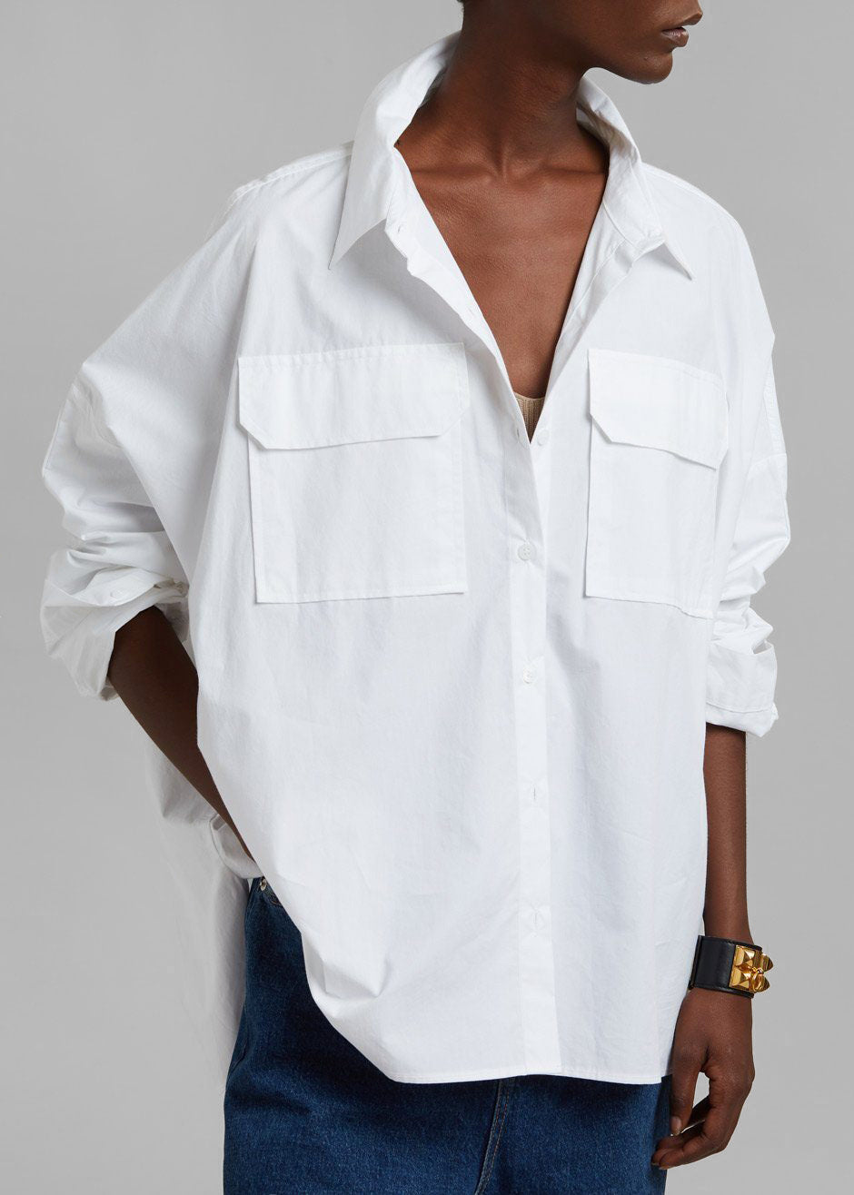Elara Oversized Shirt - Optic White - 5