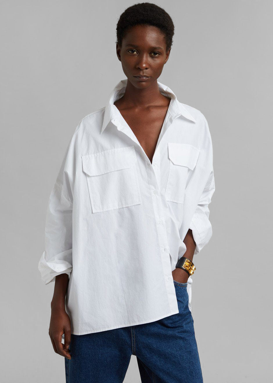 Elara Oversized Shirt - Optic White - 2