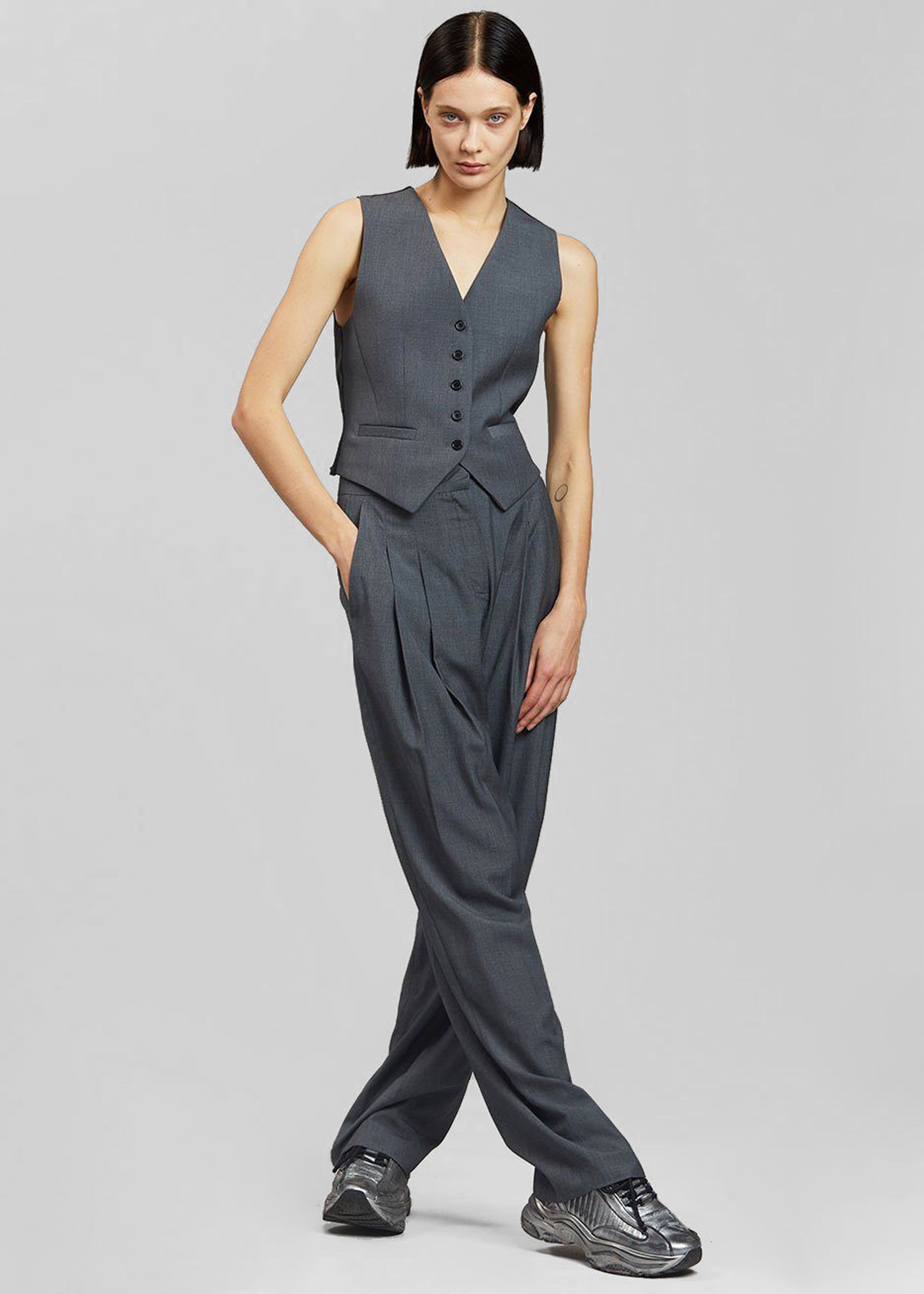 Gelso Waistcoat - Dark Grey Melange - 4