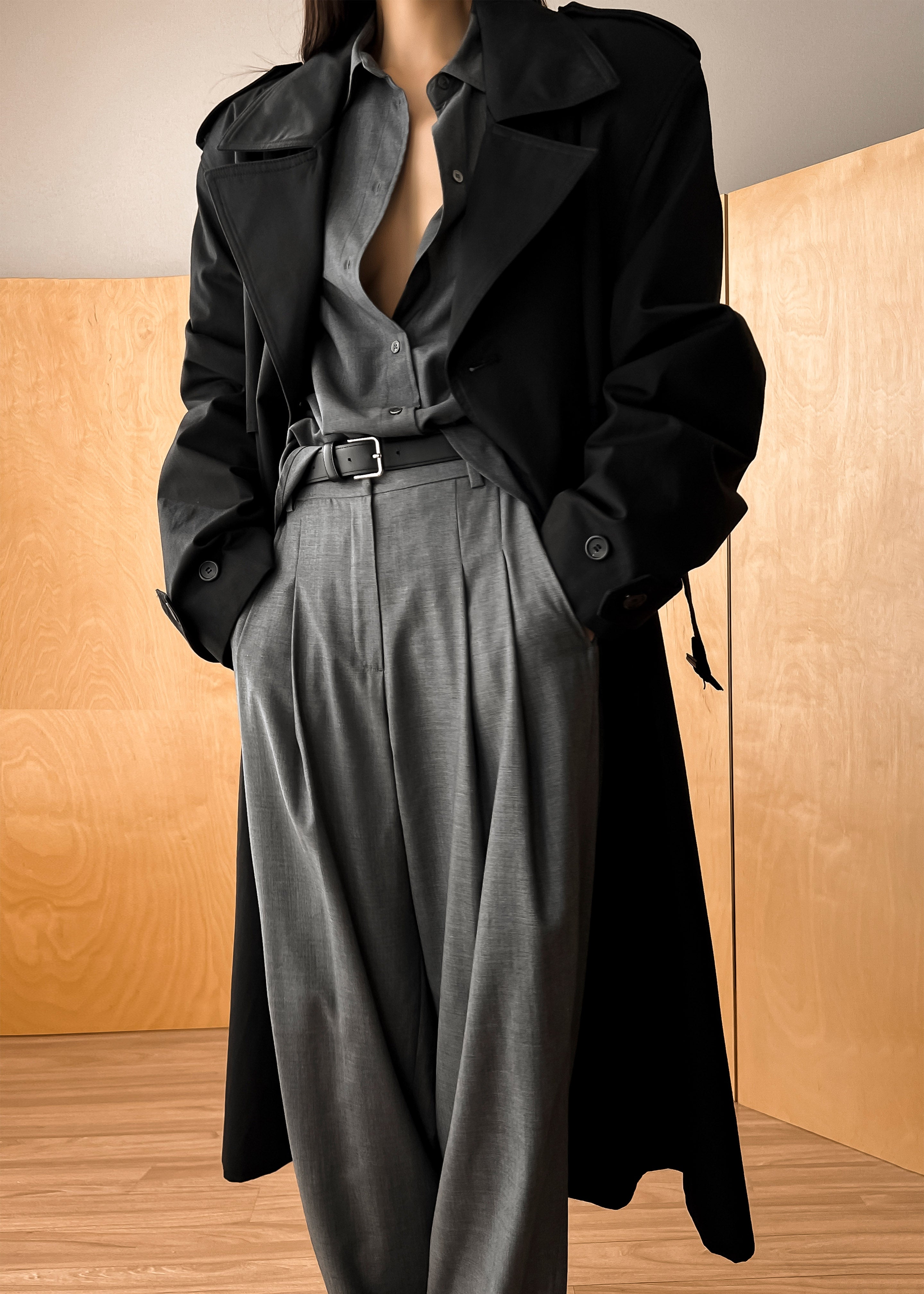 Gelso Pleated Trousers - Dark Grey Melange - 14