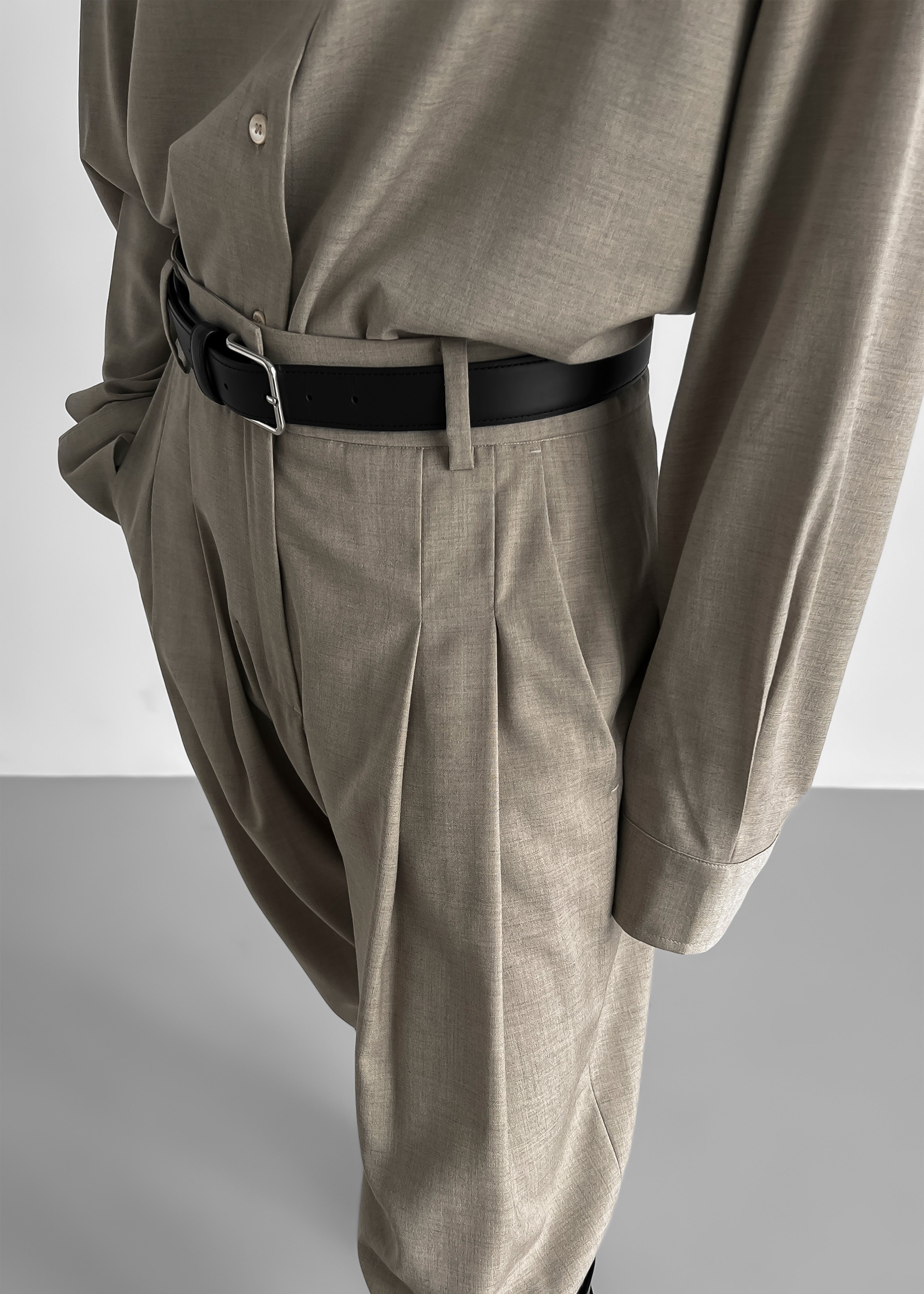 Gelso Pleated Trousers - Light Taupe Melange - 18